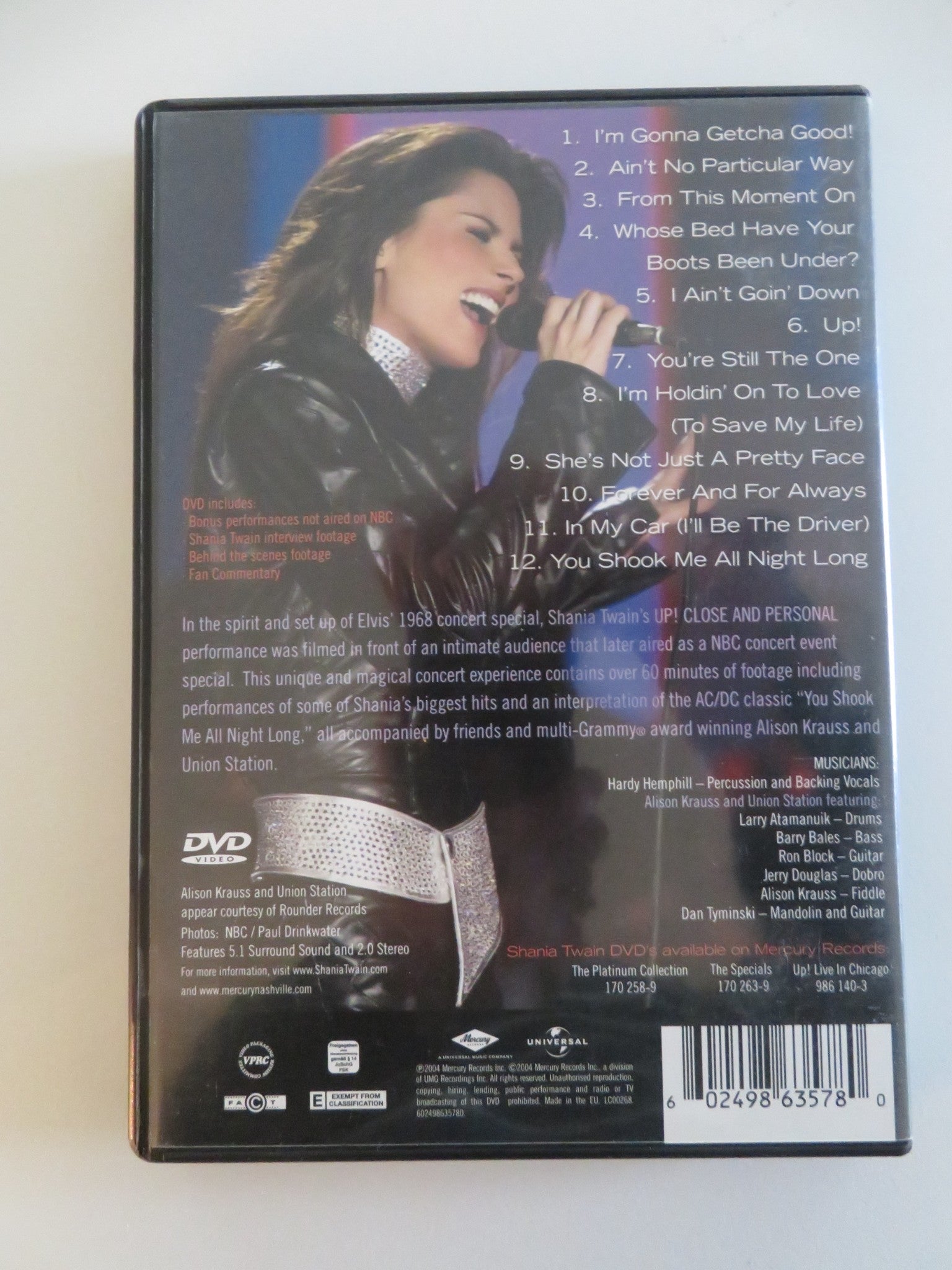 SHANIA TWAIN: UP! CLOSE AND PERSONAL (DVD) SHANIA TWAIN ALISON KRAUSS 2004 Movie posters