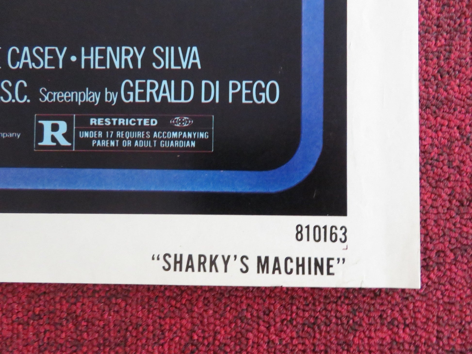 SHARKY'S MACHINE - B FOLDED US ONE SHEET POSTER BURT REYNOLDS V. GASSMAN 1981 Rendezvous Cinema Movie posters