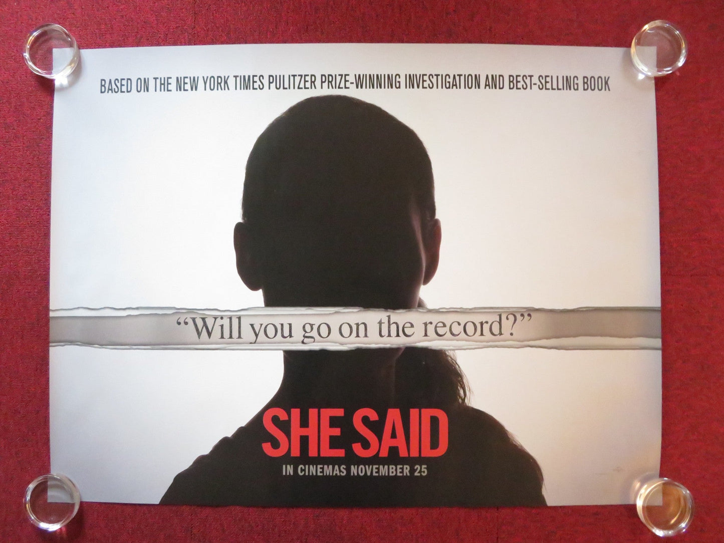 SHE SAID - A UK QUAD ROLLED POSTER CAREY MULLIGAN ZOE KAZAN 2022 Rendezvous Cinema Movie posters