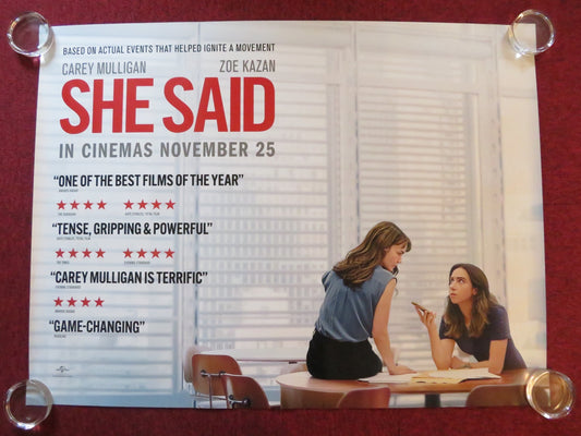 SHE SAID - B UK QUAD ROLLED POSTER CAREY MULLIGAN ZOE KAZAN 2022 Rendezvous Cinema Movie posters
