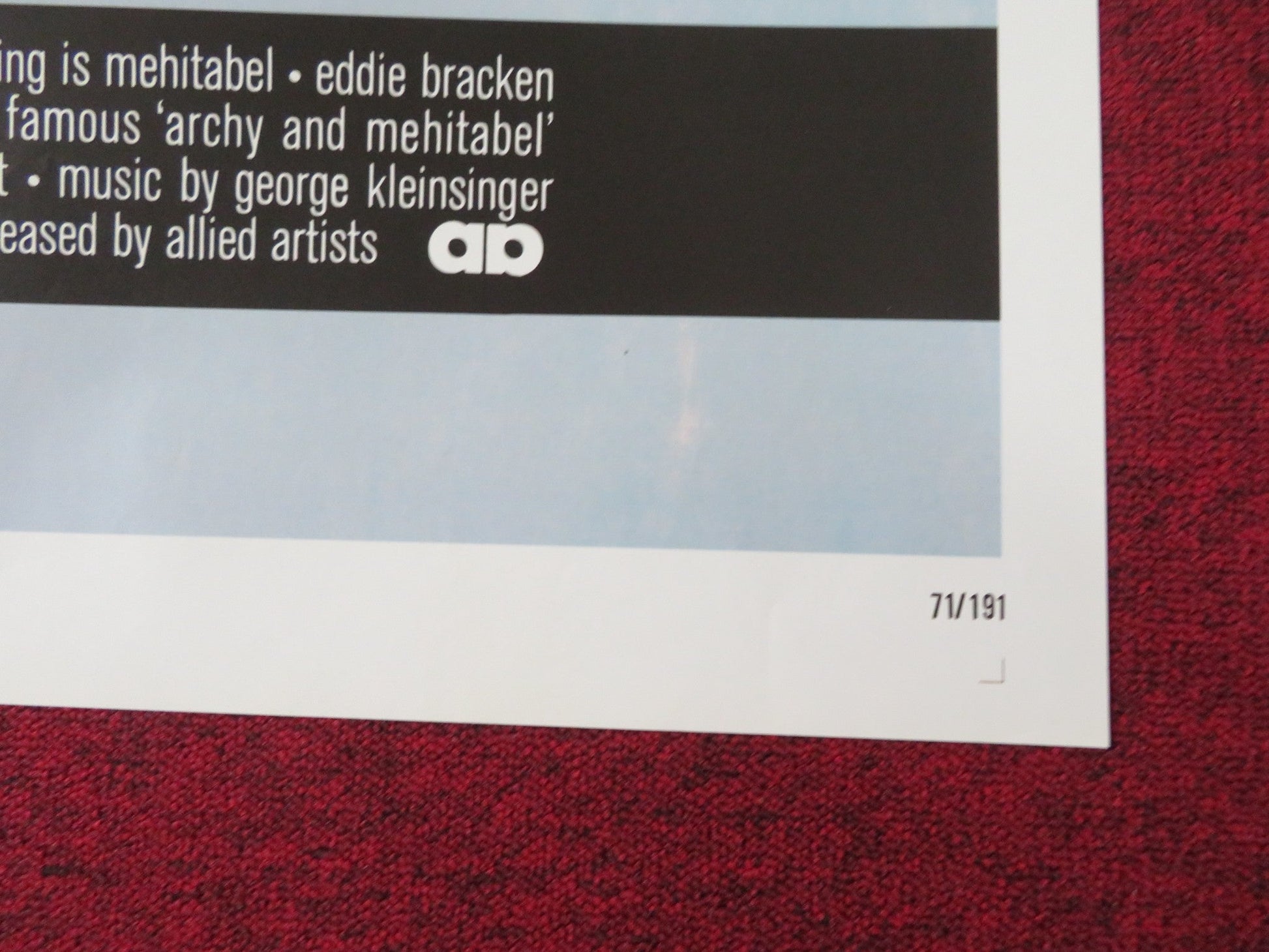 SHINBONE ALLEY FOLDED US ONE SHEET POSTER CAROL CHANNING EDDIE BRACKEN 1970 Rendezvous Cinema Movie posters