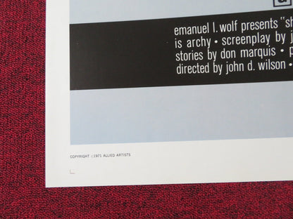 SHINBONE ALLEY FOLDED US ONE SHEET POSTER CAROL CHANNING EDDIE BRACKEN 1970 Rendezvous Cinema Movie posters