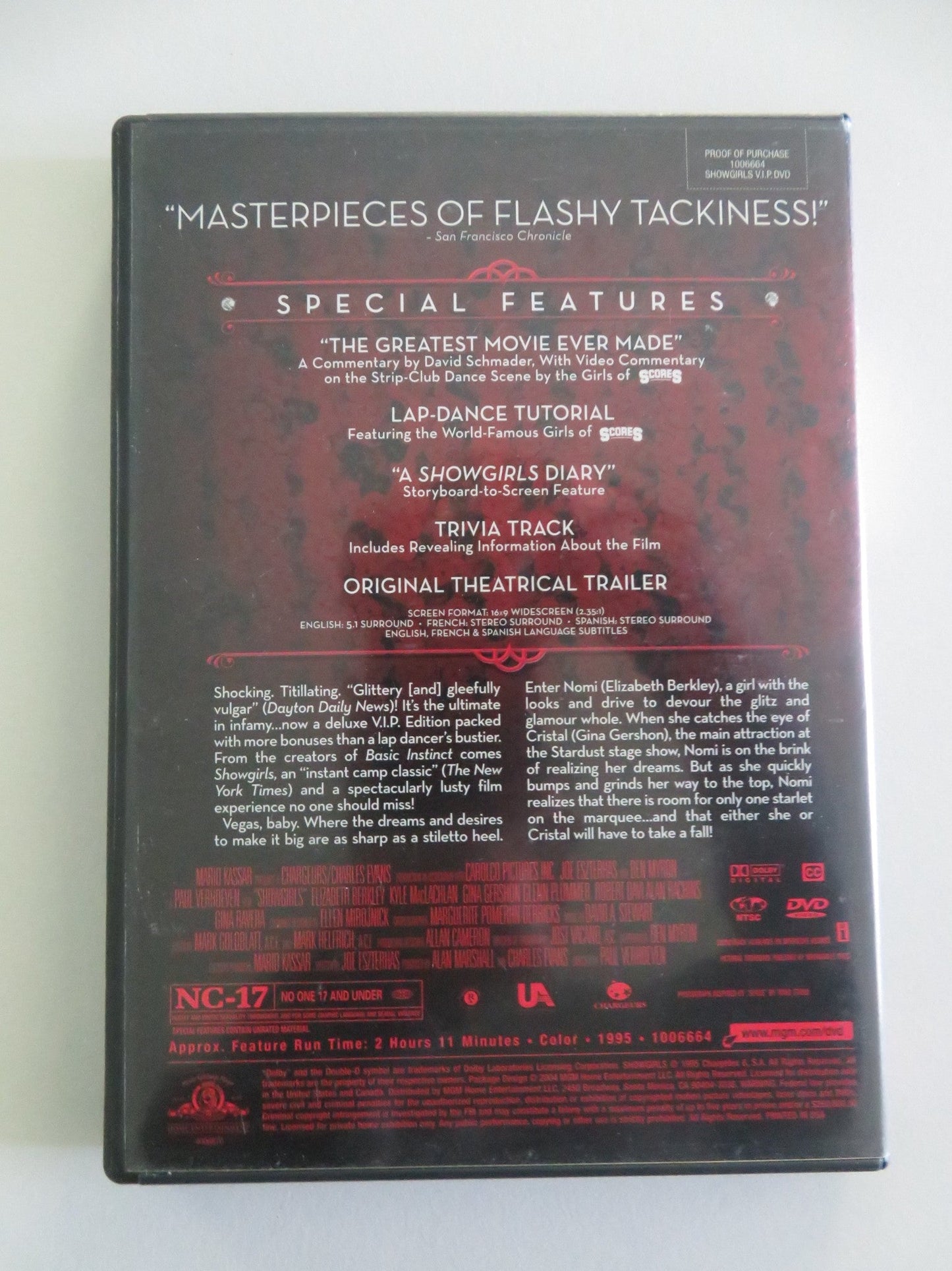 Showgirls - B (DVD) Elizabeth Berkley Kyle MacLachlan 1995 Region 1 Movie posters