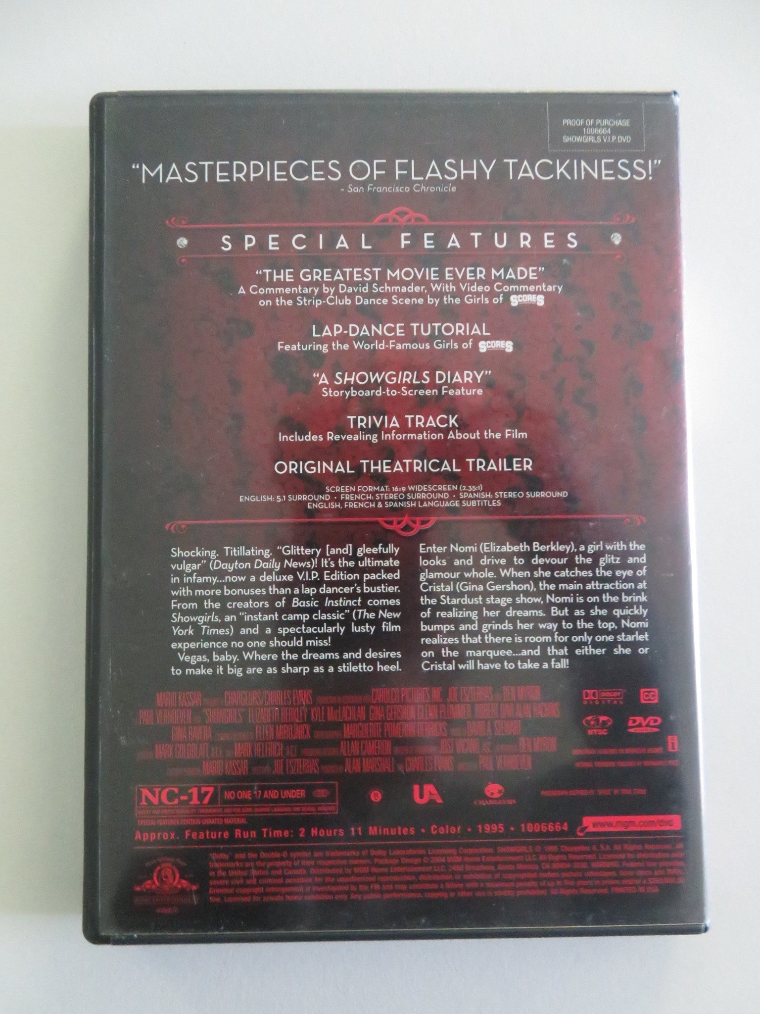 Showgirls - B (DVD) Elizabeth Berkley Kyle MacLachlan 1995 Region 1 Movie posters