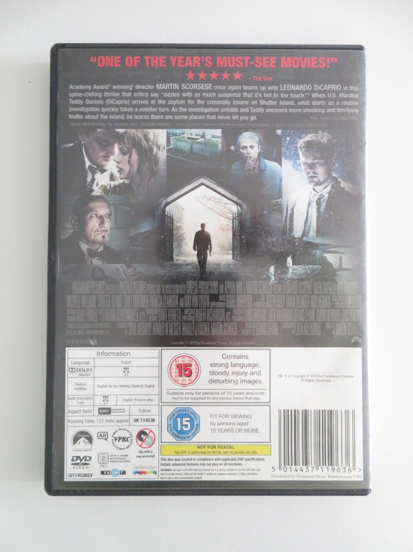 SHUTTER ISLAND (DVD) LEONARDO DICAPRIO MARK RUFFALO 2010 REGION 2 Movie posters