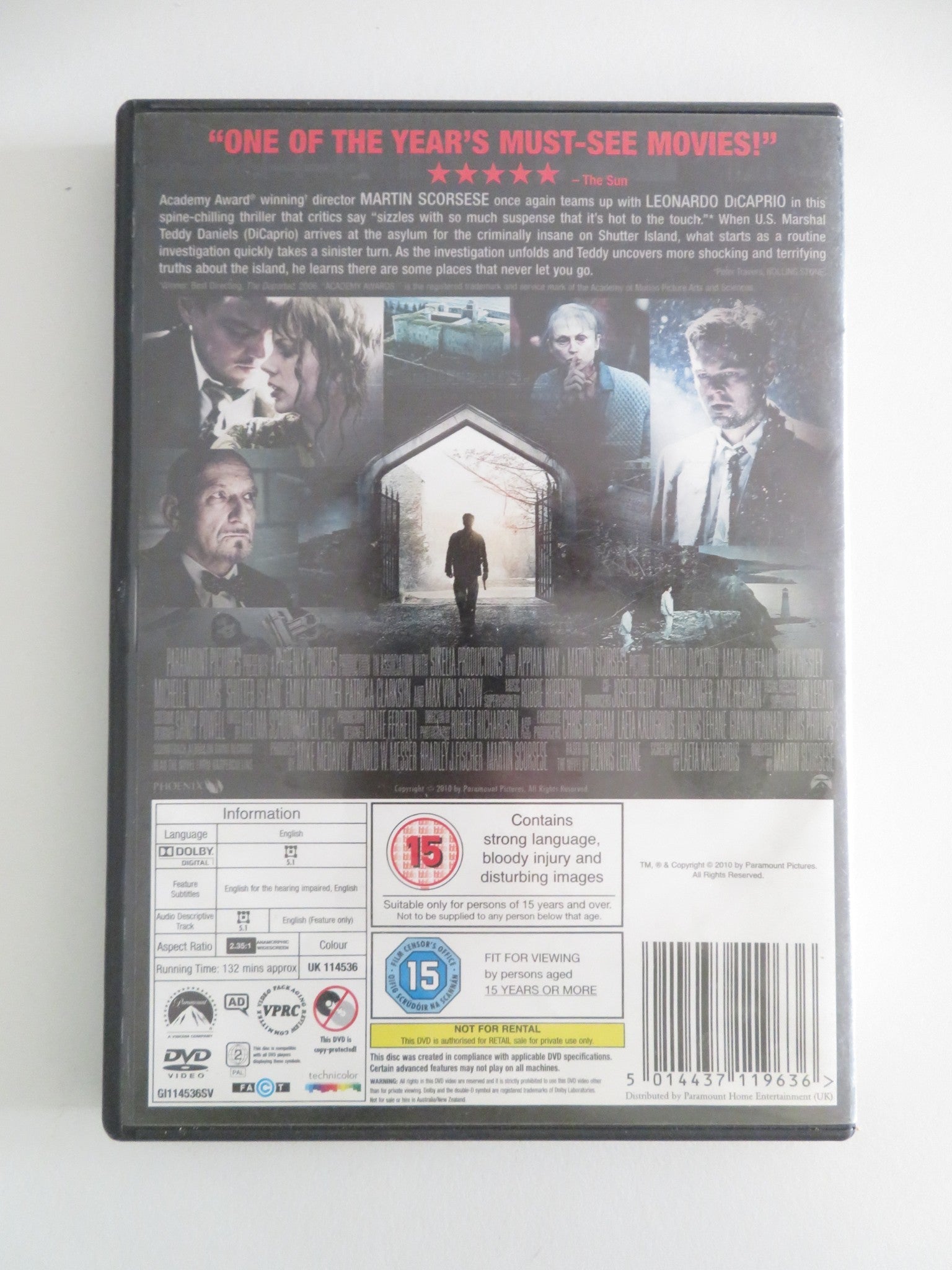 SHUTTER ISLAND (DVD) LEONARDO DICAPRIO MARK RUFFALO 2010 REGION 2 Movie posters