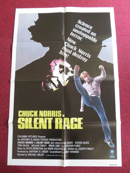 SILENT RAGE - B FOLDED US ONE SHEET POSTER CHUCK NORRIS RON SILVER 1982 Rendezvous Cinema Movie posters