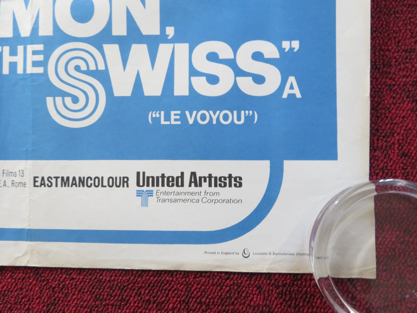 SIMON THE SWISS / THE CROOK UK QUAD ROLLED POSTER JEAN - LOUIS TRINTIGNANT 1970 Rendezvous Cinema Movie posters