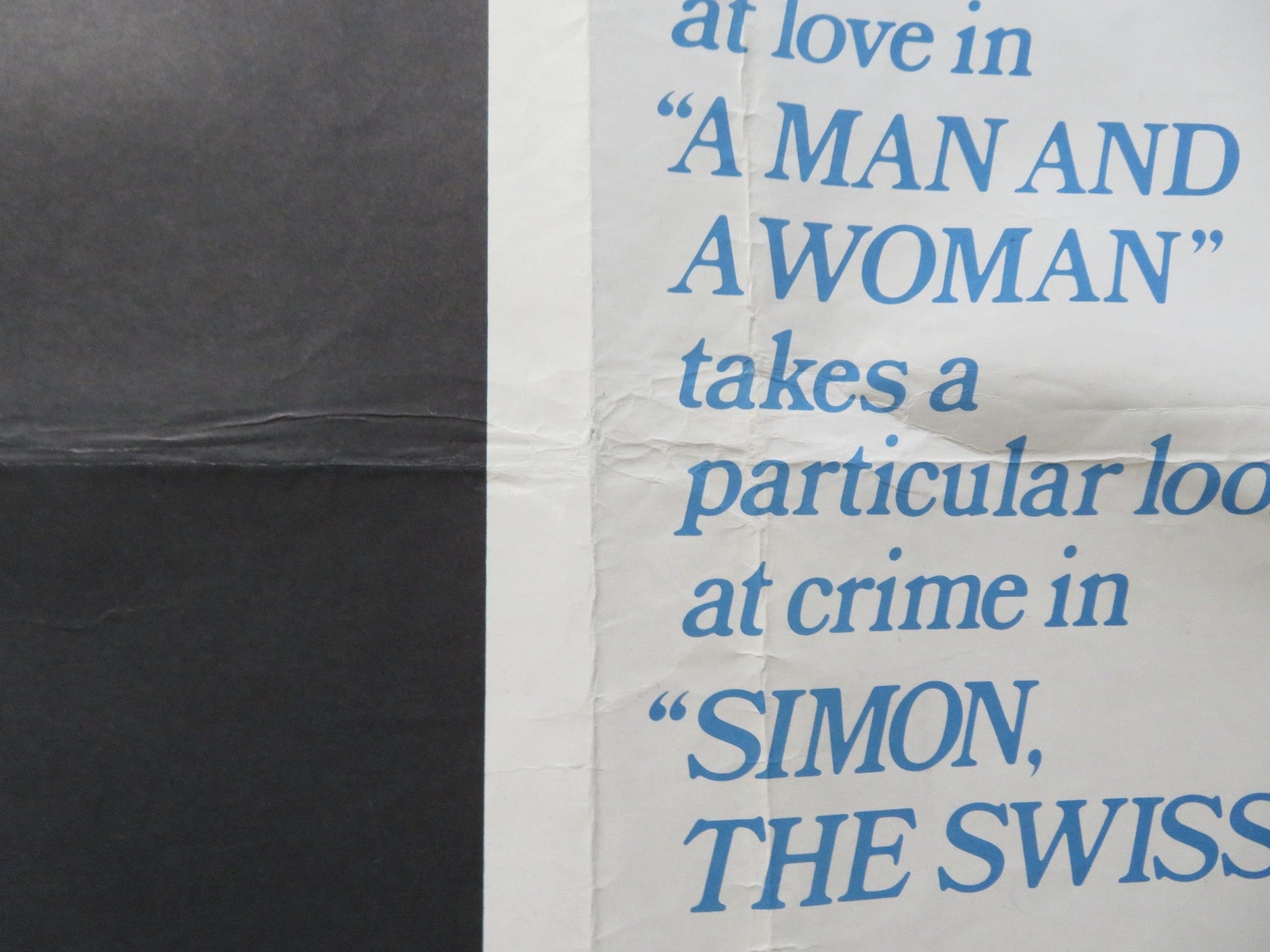 SIMON THE SWISS / THE CROOK UK QUAD ROLLED POSTER JEAN - LOUIS TRINTIGNANT 1970 Rendezvous Cinema Movie posters