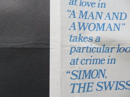 SIMON THE SWISS / THE CROOK UK QUAD ROLLED POSTER JEAN - LOUIS TRINTIGNANT 1970 Rendezvous Cinema Movie posters