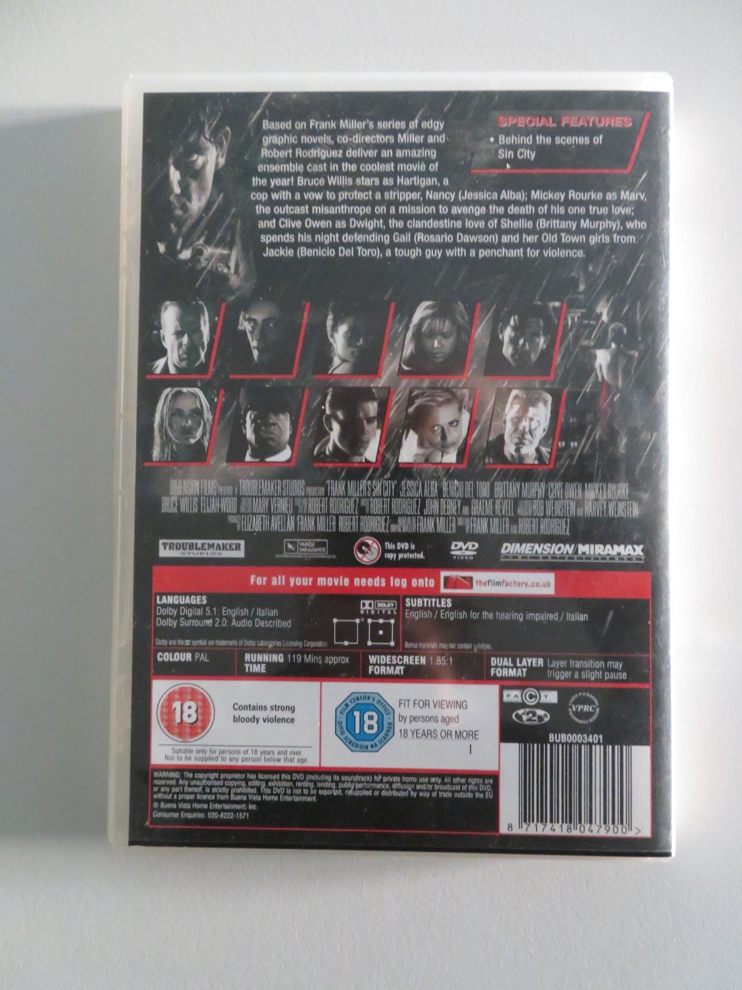 SIN CITY (DVD) BRUCE WILLIS BENICIO DEL TORO 2005 REGION 2 Movie posters