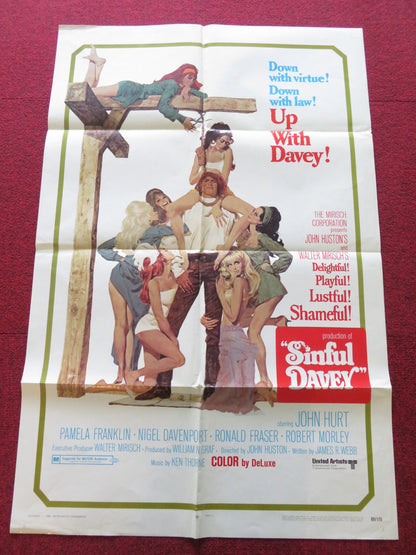 SINFUL DAVEY FOLDED US ONE SHEET POSTER JOHN HURT NIGEL DAVENPORT 1969 Rendezvous Cinema Movie posters