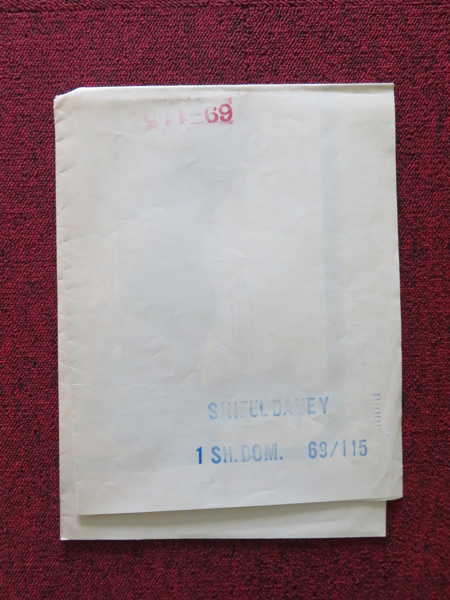 SINFUL DAVEY FOLDED US ONE SHEET POSTER JOHN HURT NIGEL DAVENPORT 1969 Rendezvous Cinema Movie posters