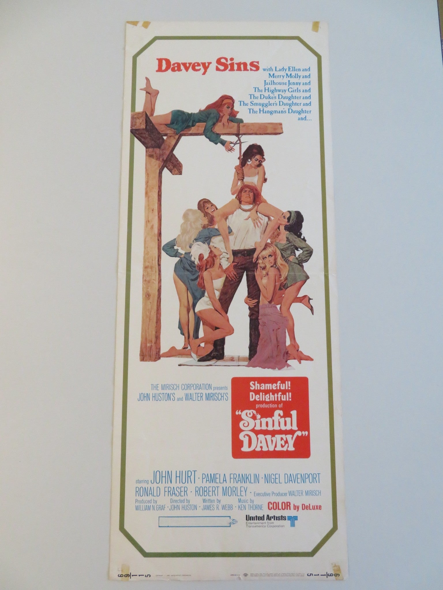 SINFUL DAVEY US INSERT POSTER JOHN HURT PAMELA FRANKLIN 1969 Rendezvous Cinema Movie posters