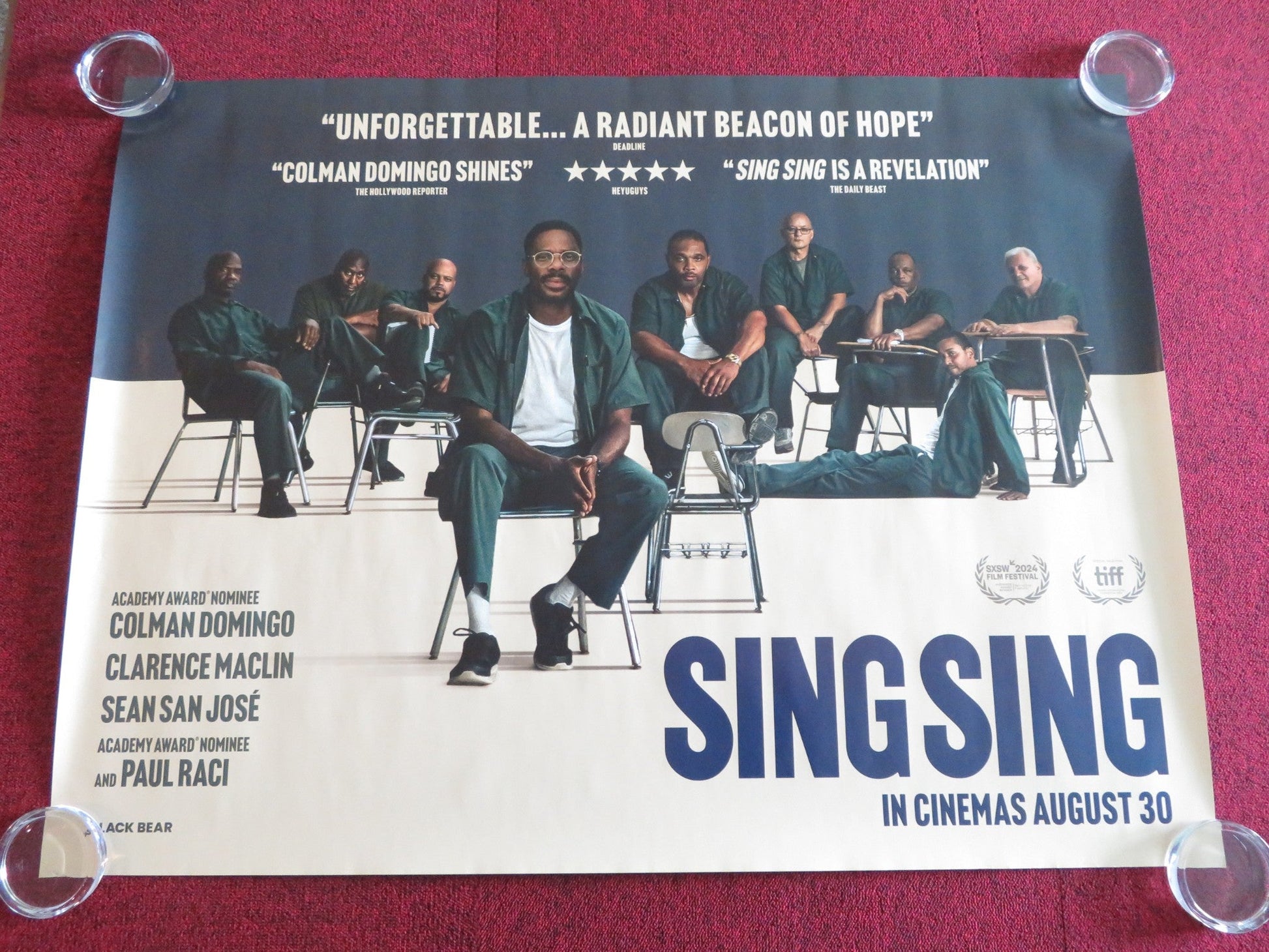 SING SING UK QUAD ROLLED POSTER COLMAN DOMINGO CLARENCE MACLIN 2023 Rendezvous Cinema Movie posters