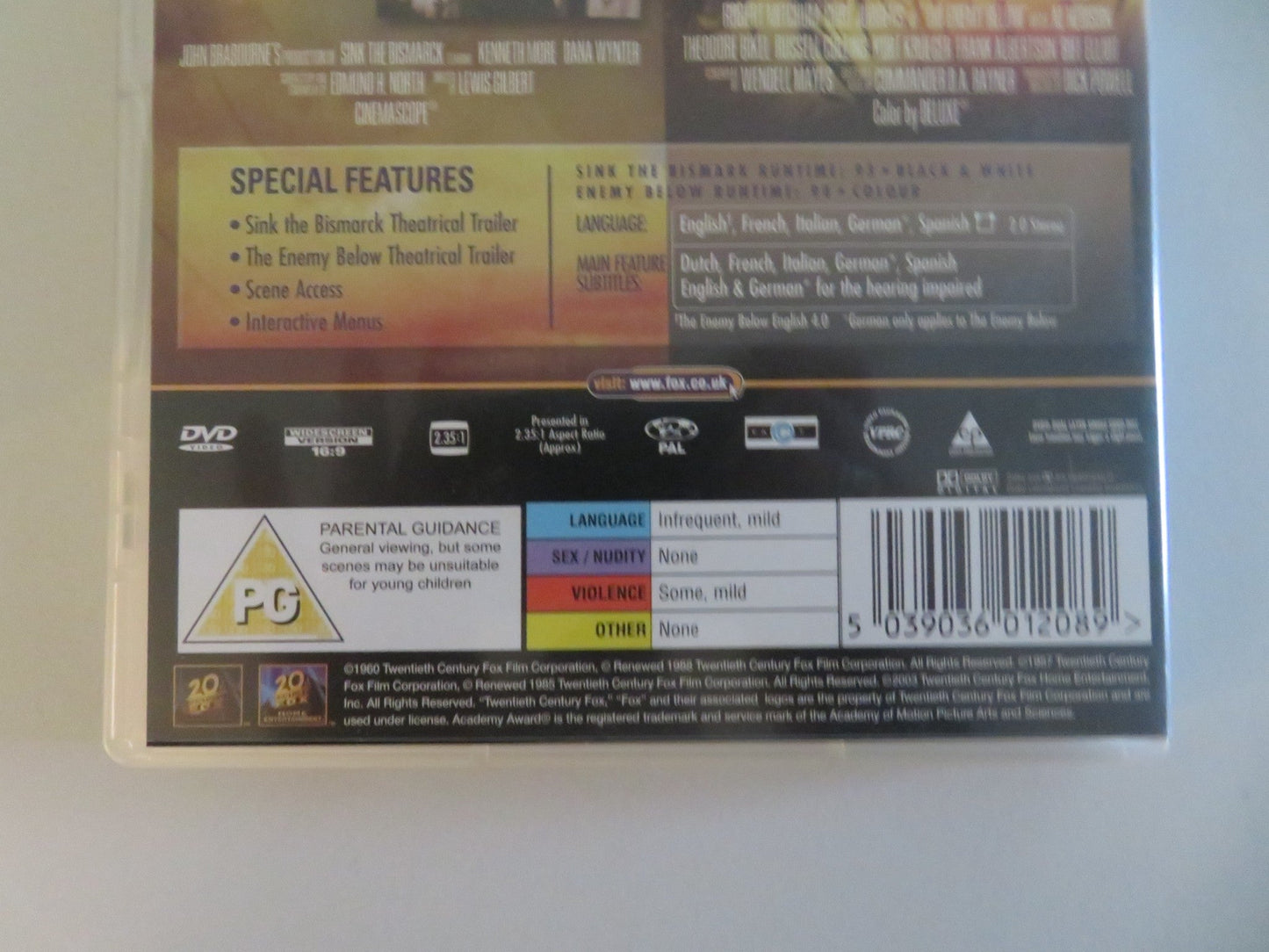 SINK THE BISMARCK / THE ENEMY BELOW (DVD) KENNETH MORE DANA WYNTER 1960 REGION 2 Movie posters
