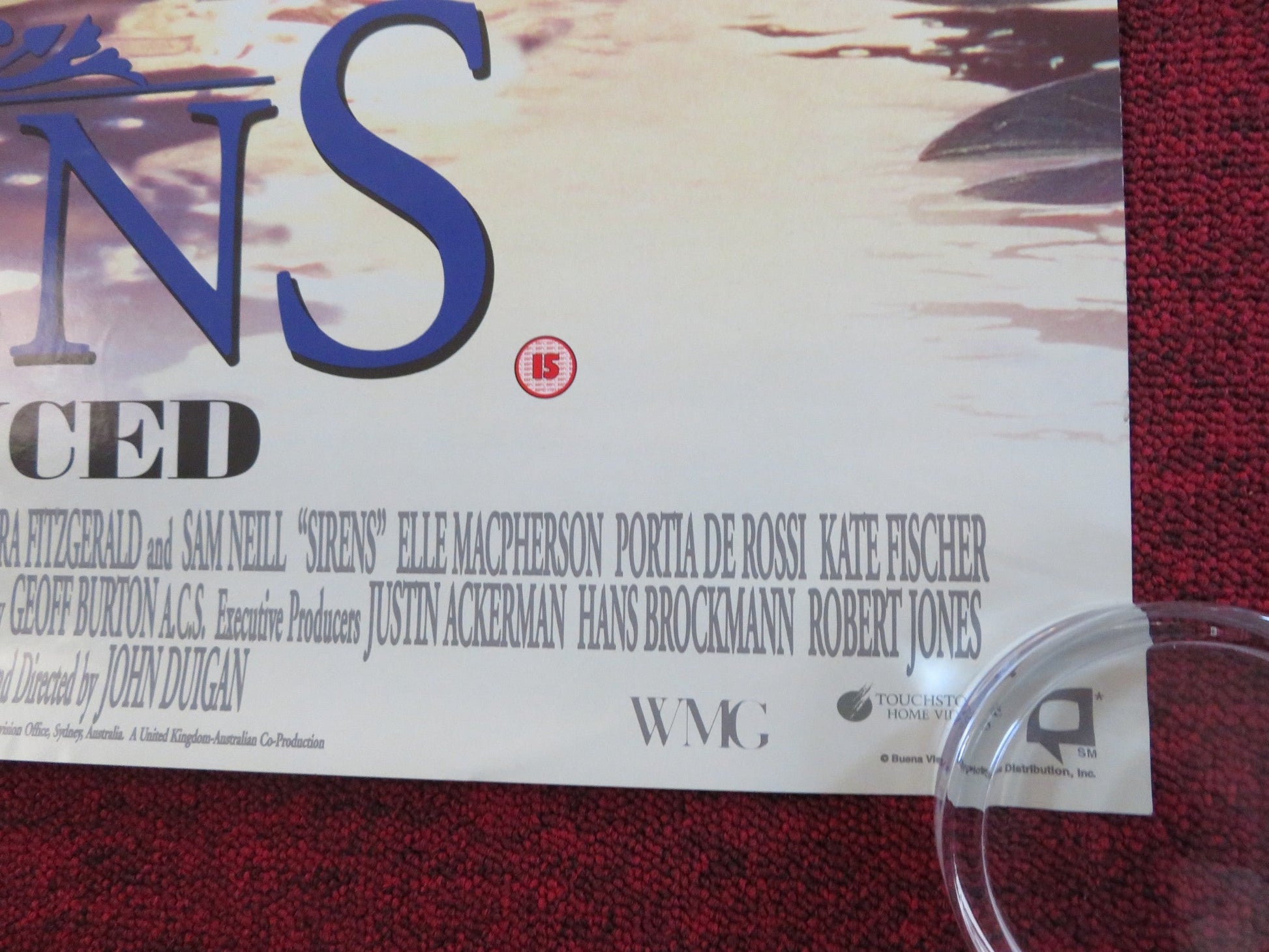 SIRENS VHS VIDEO POSTER ROLLED HUGH GRANT TARA FITZGERALD 1994 Rendezvous Cinema Movie posters