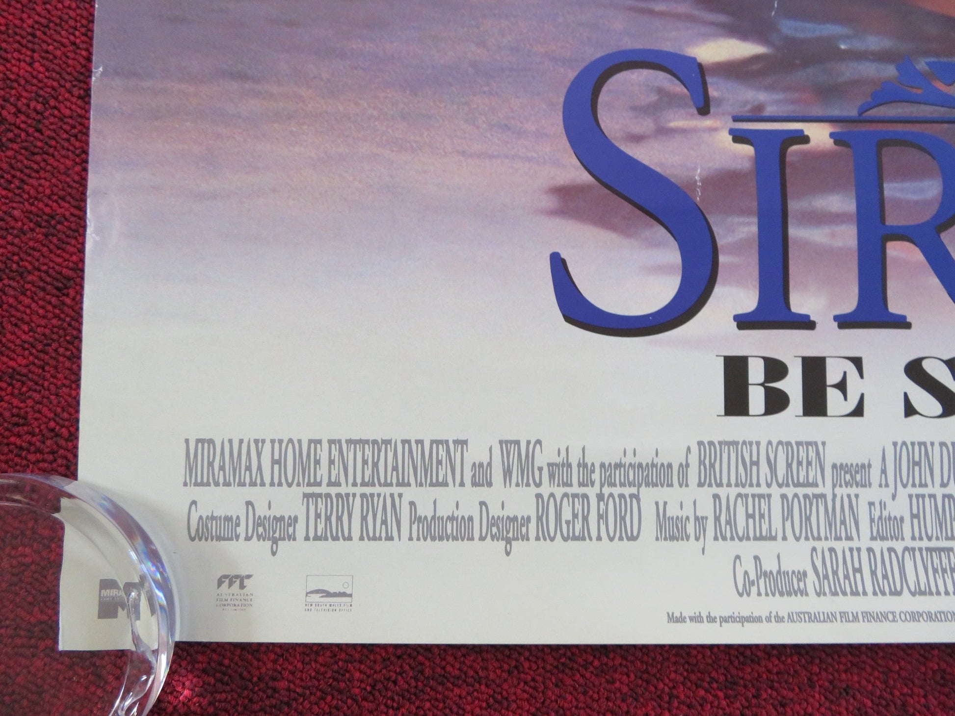 SIRENS VHS VIDEO POSTER ROLLED HUGH GRANT TARA FITZGERALD 1994 Rendezvous Cinema Movie posters