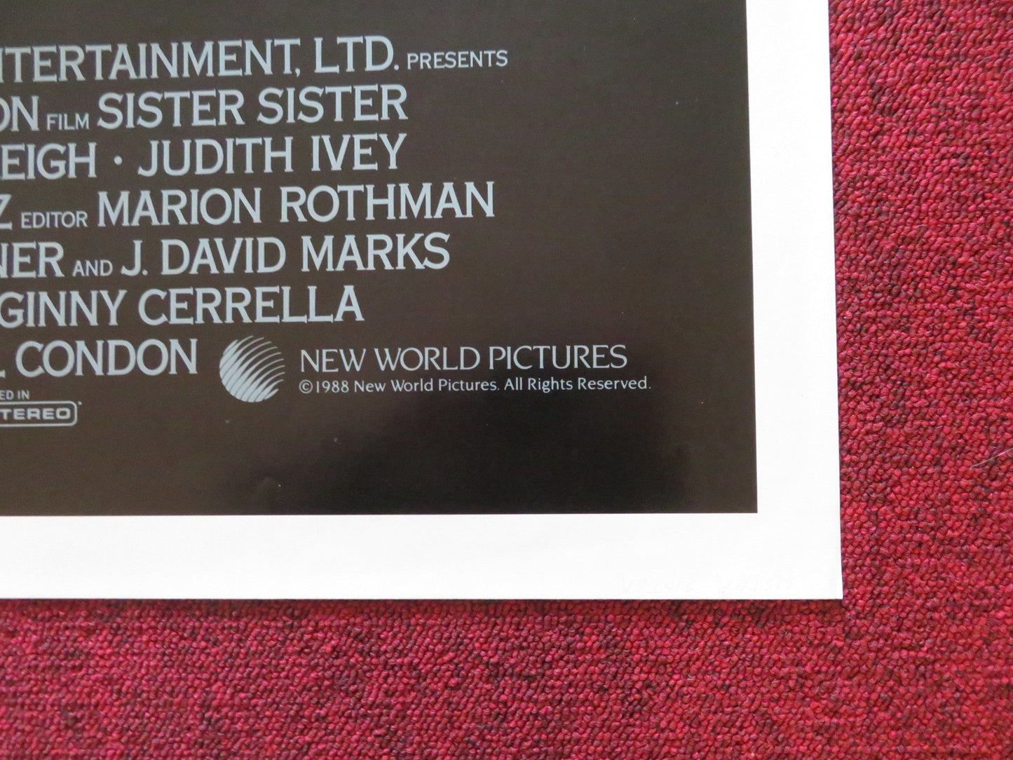 SISTER, SISTER FOLDED US ONE SHEET POSTER ERIC STOLTZ JENNIFER JASON LEIGH 1987 Rendezvous Cinema Movie posters