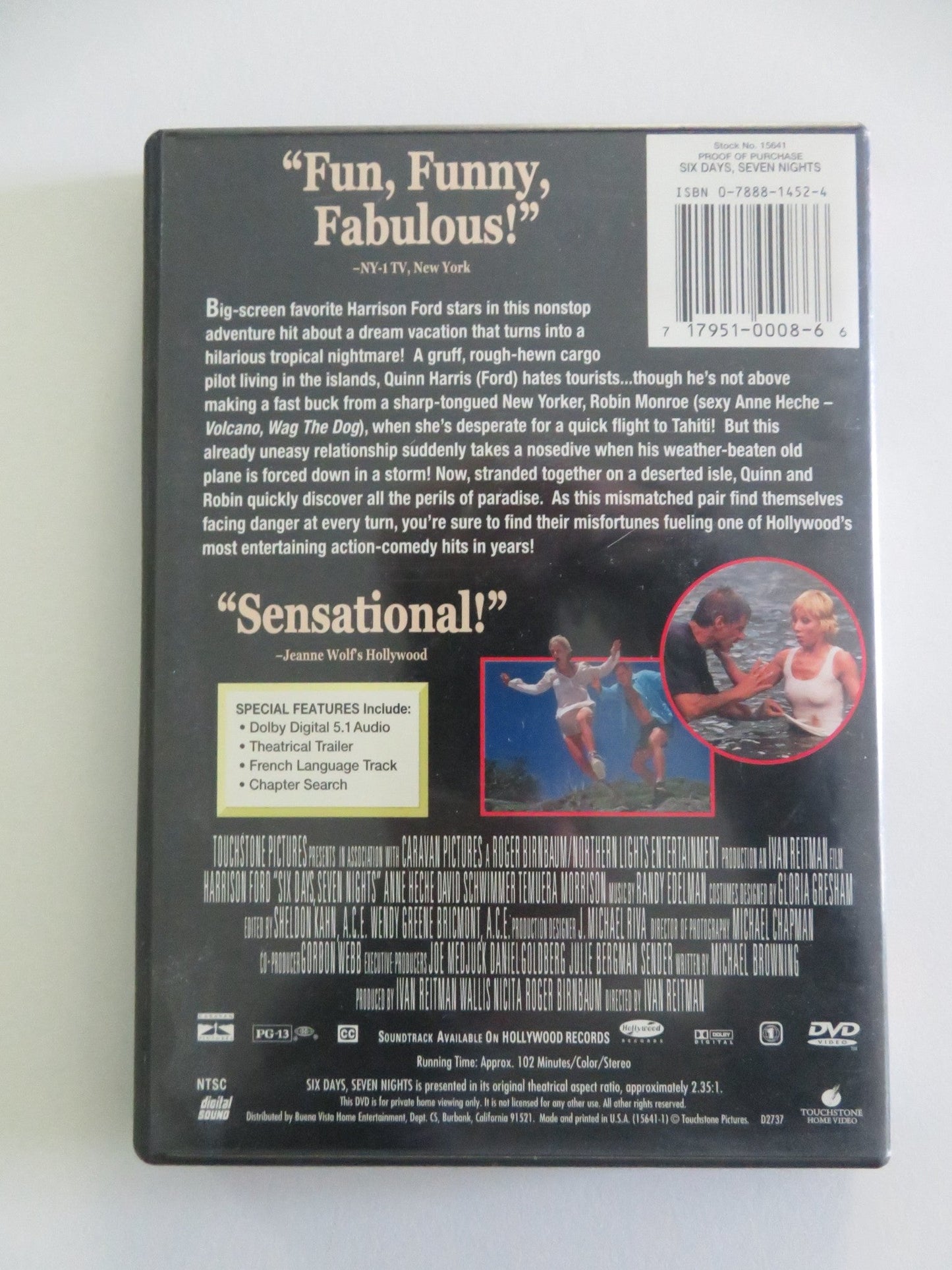 Six Days Seven Nights (DVD) Harrison Ford Anne Heche 1998 Region 1 Movie posters