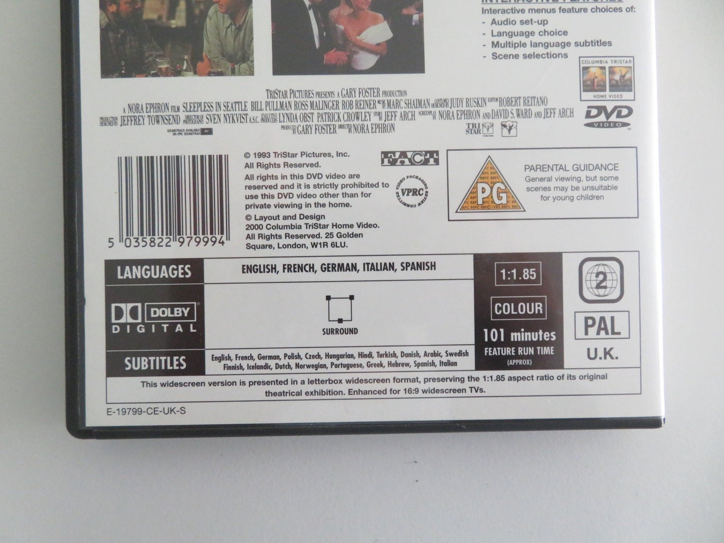 SLEEPLESS IN SEATTLE (DVD) TOM HANKS MEG RYAN 1993 REGION 2 Movie posters