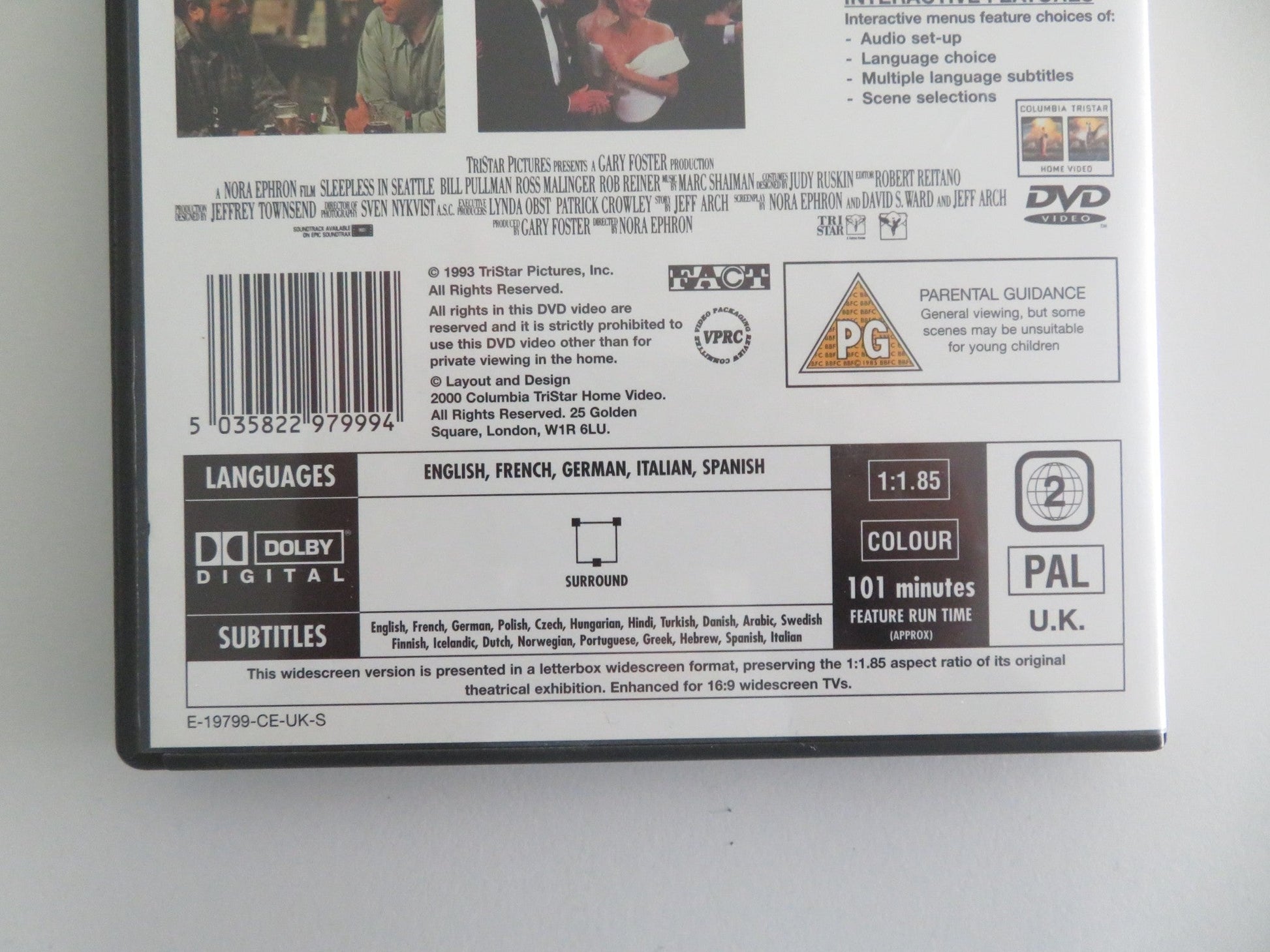 SLEEPLESS IN SEATTLE (DVD) TOM HANKS MEG RYAN 1993 REGION 2 Movie posters