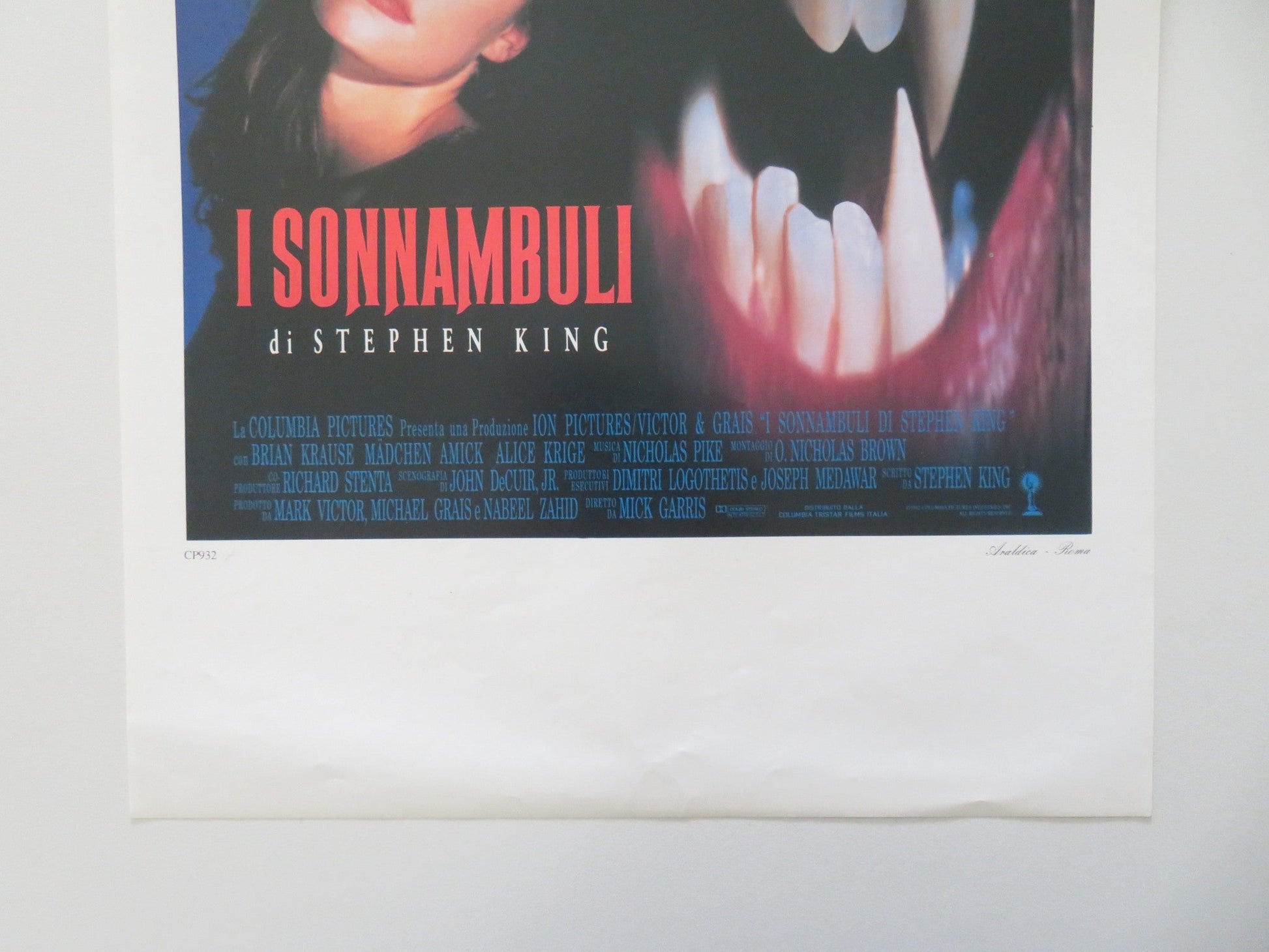 Sleepwalkers ITALIAN LOCANDINA POSTER STEPHEN KING BRIAN KRAUSE 1992 Movie posters
