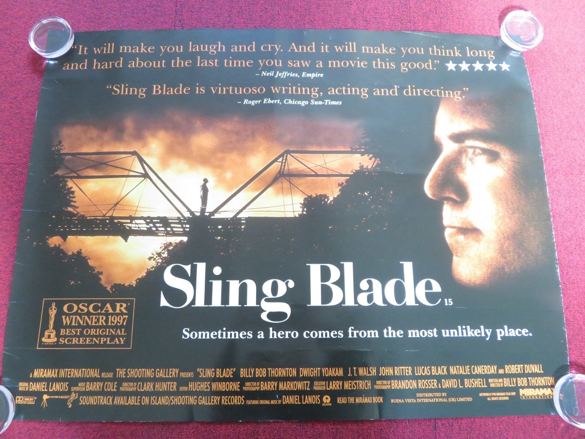 SLING BLADE UK QUAD ROLLED POSTER BILLY BOB THORNTON DWIGHT YOKHAM 1996 Rendezvous Cinema Movie posters