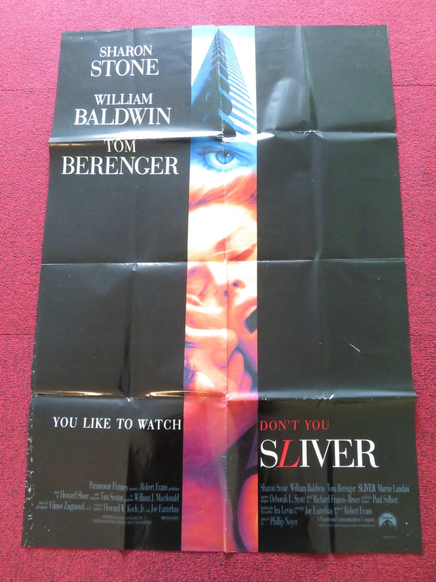 SLIVER FOLDED US ONE SHEET POSTER SHARON STONE WILLIAM BALDWIN 1993 Rendezvous Cinema Movie posters