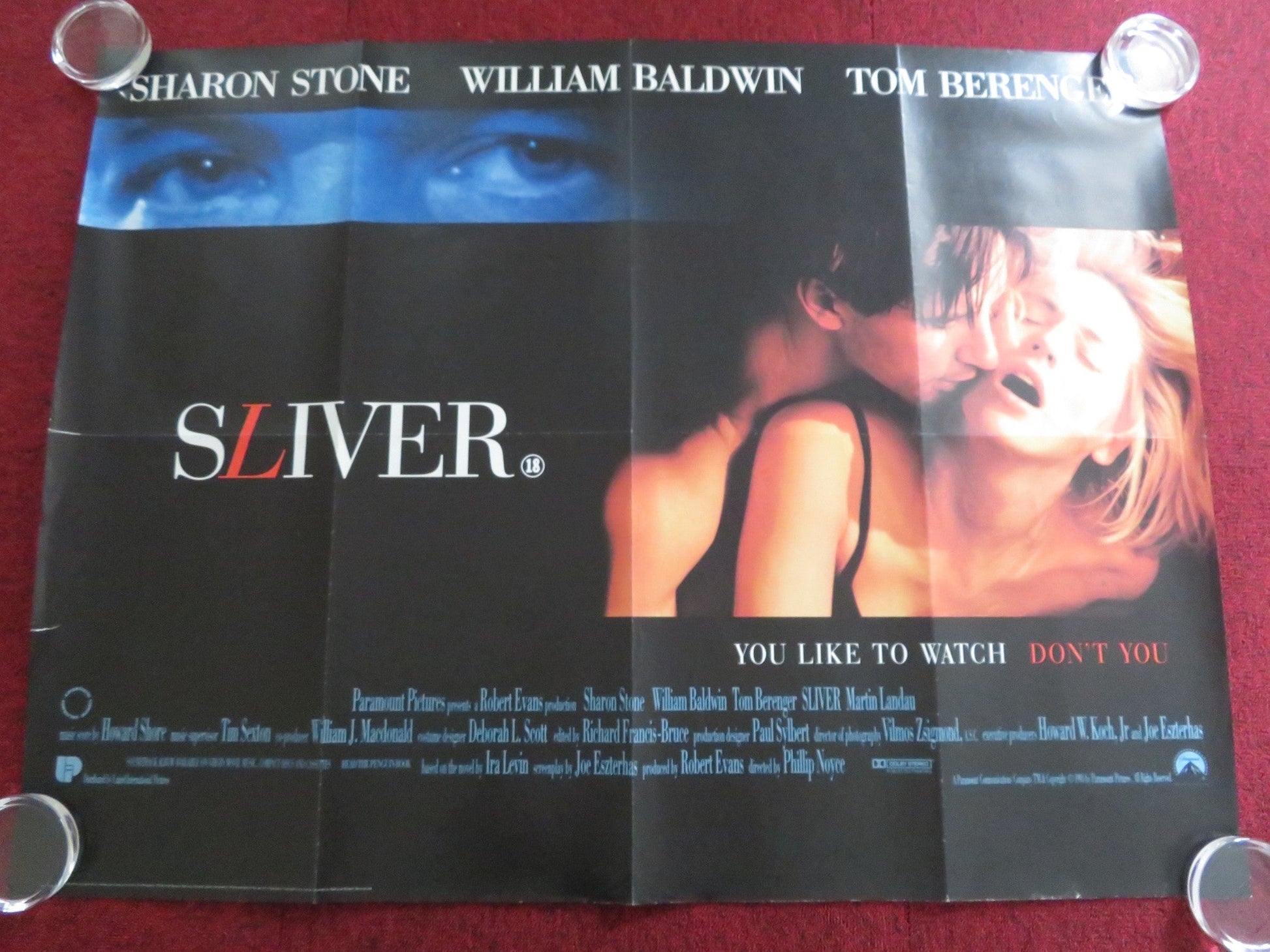 SLIVER UK QUAD ROLLED POSTER SHARON STONE WILLIAM BALDWIN 1993 Rendezvous Cinema Movie posters