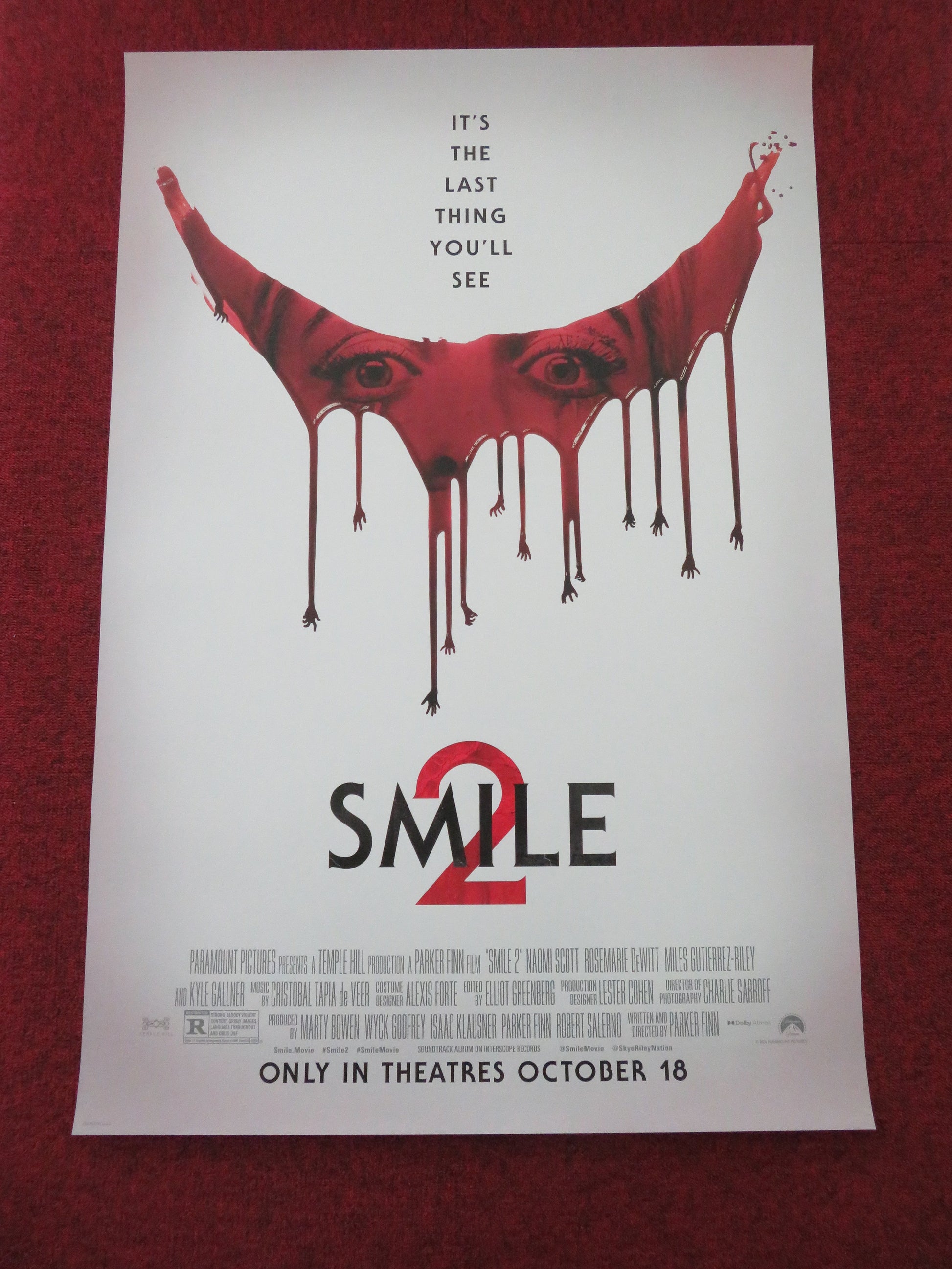 Smile 2 US One Sheet Rolled Poster Naomi Scott Rosemarie DeWitt 2024 Movie posters