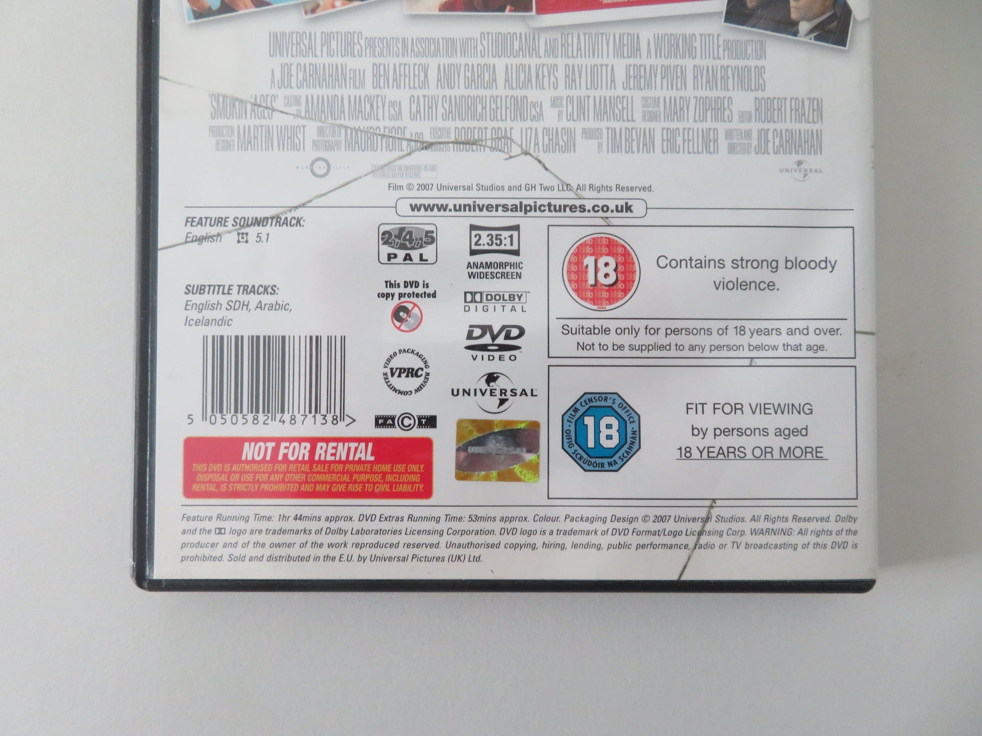 Smokin' Aces (DVD) Ryan Reynolds Andy Garcia 2006 Region 2,4,5 Movie posters