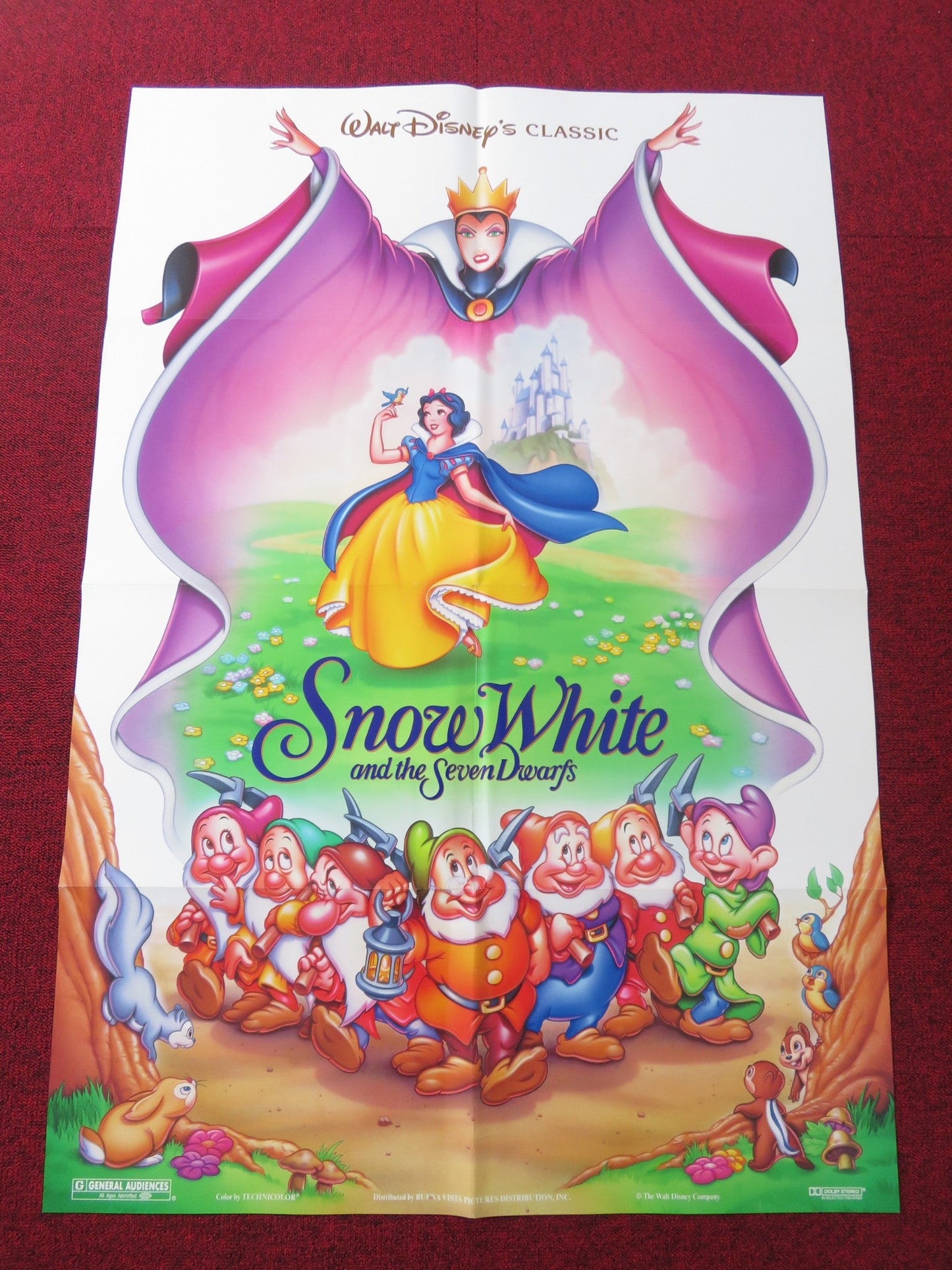 SNOW WHITE AND THE SEVEN DWARFS FOLDED US ONE SHEET POSTER DISNEY R. ATWELL 1993 Rendezvous Cinema Movie posters