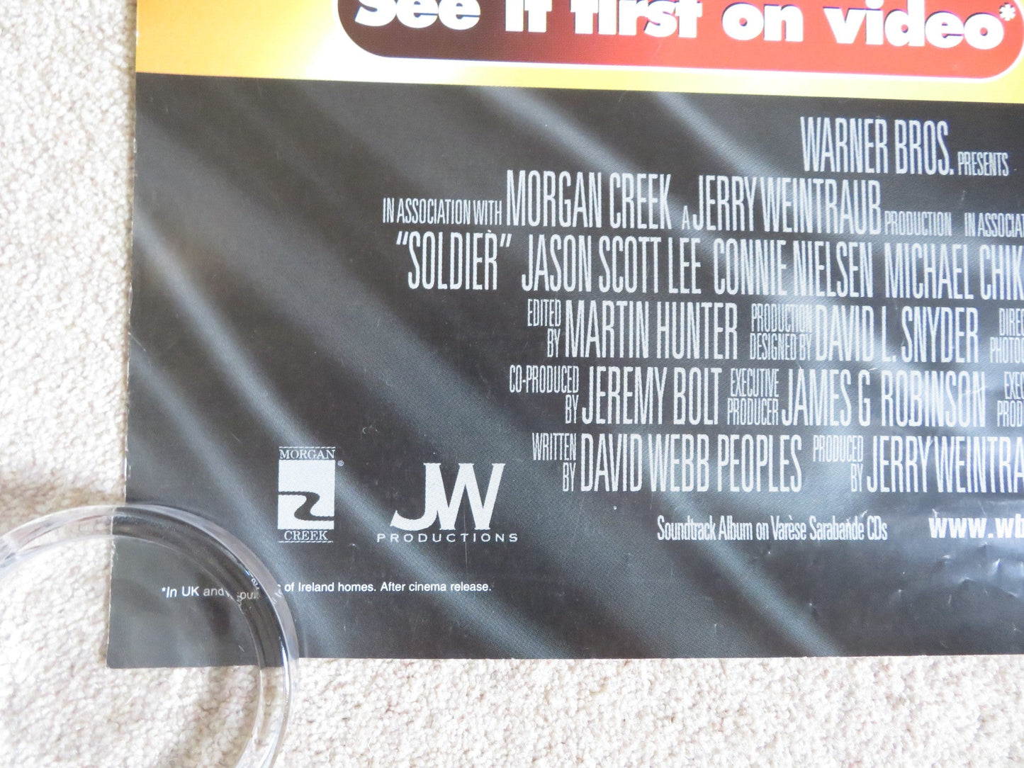 SOLDIER VHS VIDEO POSTER KURT RUSSELL JASON SCOTT LEE 1998 Rendezvous Cinema Movie posters