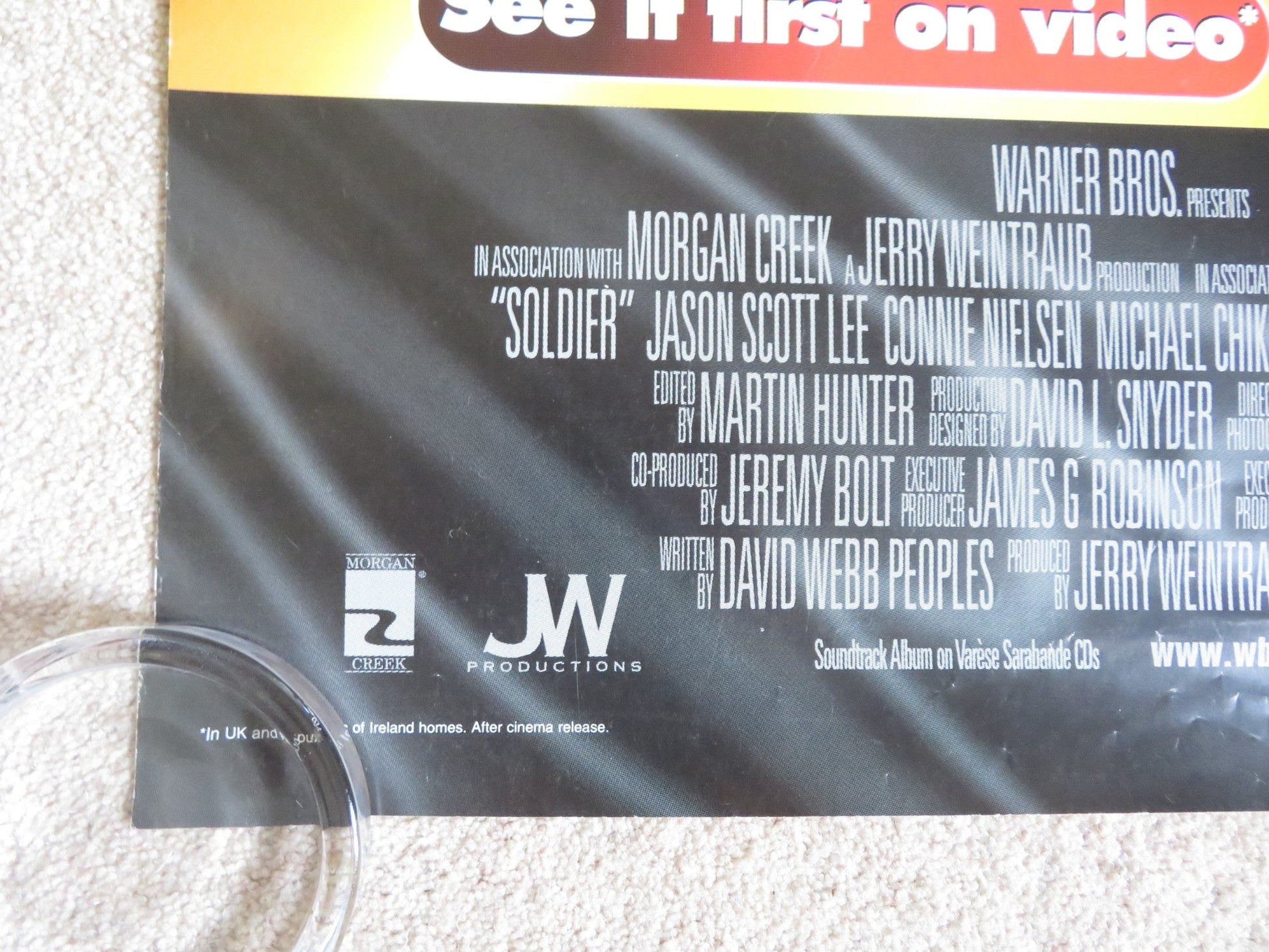 SOLDIER VHS VIDEO POSTER KURT RUSSELL JASON SCOTT LEE 1998 Rendezvous Cinema Movie posters