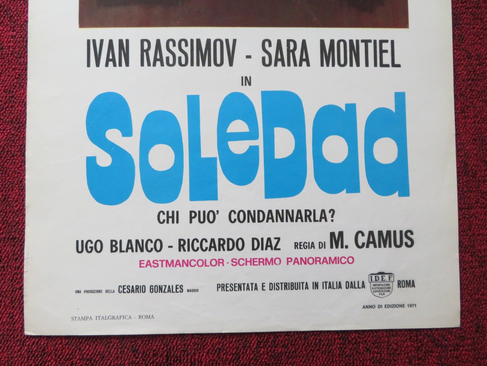 SOLEDAD ITALIAN LOCANDINA POSTER IVAN RASSIMOV SARA MONTIEL R1971 Rendezvous Cinema Movie posters