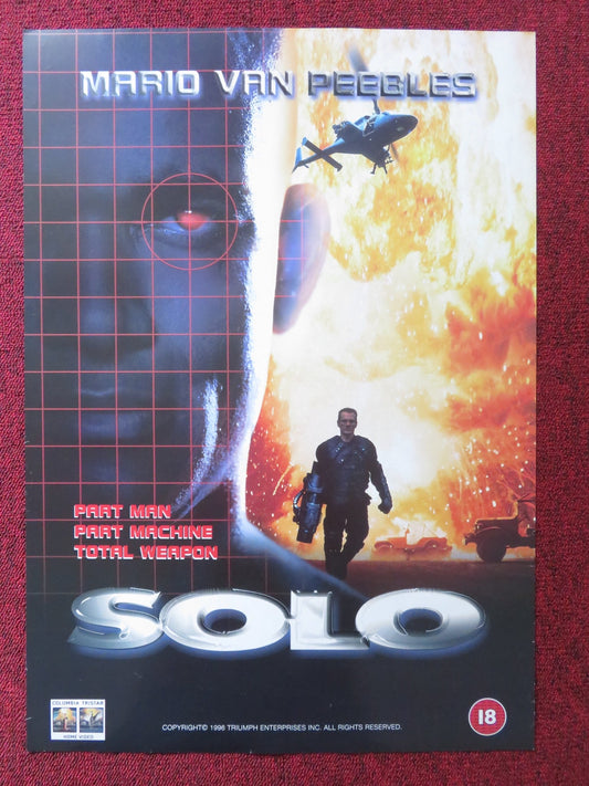 SOLO VHS VIDEO POSTER MARIO VAN PEEBLES BARRY CORBIN 1996 Rendezvous Cinema Movie posters