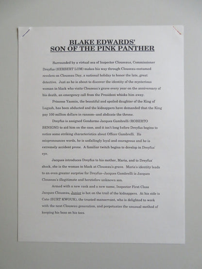 SON OF THE PINK PANTHER PRESS KIT 1993 ROBERTO BENIGNI HERBERT LOM BURT KWOUK Movie posters
