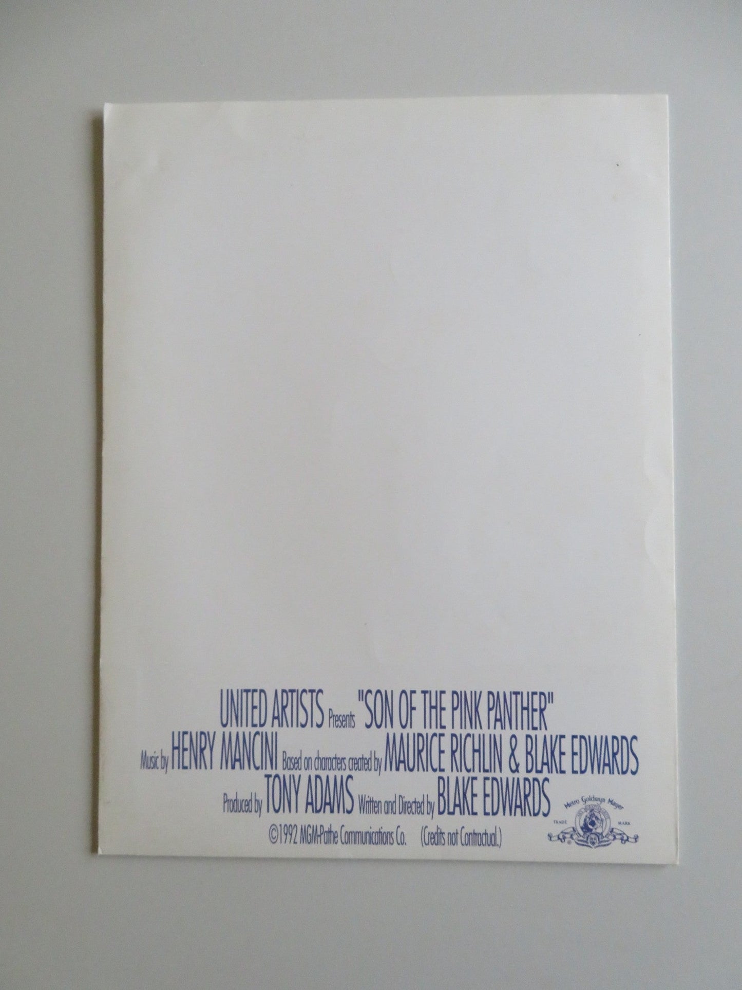 SON OF THE PINK PANTHER PRESS KIT 1993 ROBERTO BENIGNI HERBERT LOM BURT KWOUK Movie posters