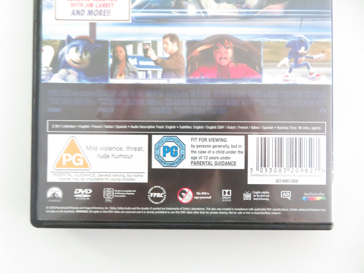 Sonic the Hedgehog (DVD) Ben Schwartz James Marsden Jim Carrey 2020 Region 2 Movie posters