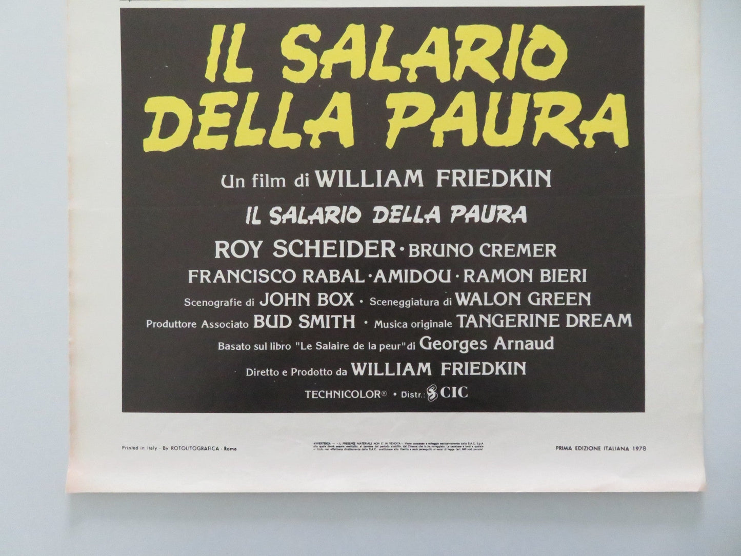 SORCERER ITALIAN LOCANDINA POSTER ROY SCHEIDER BRUNO CREMER 1978 Movie posters