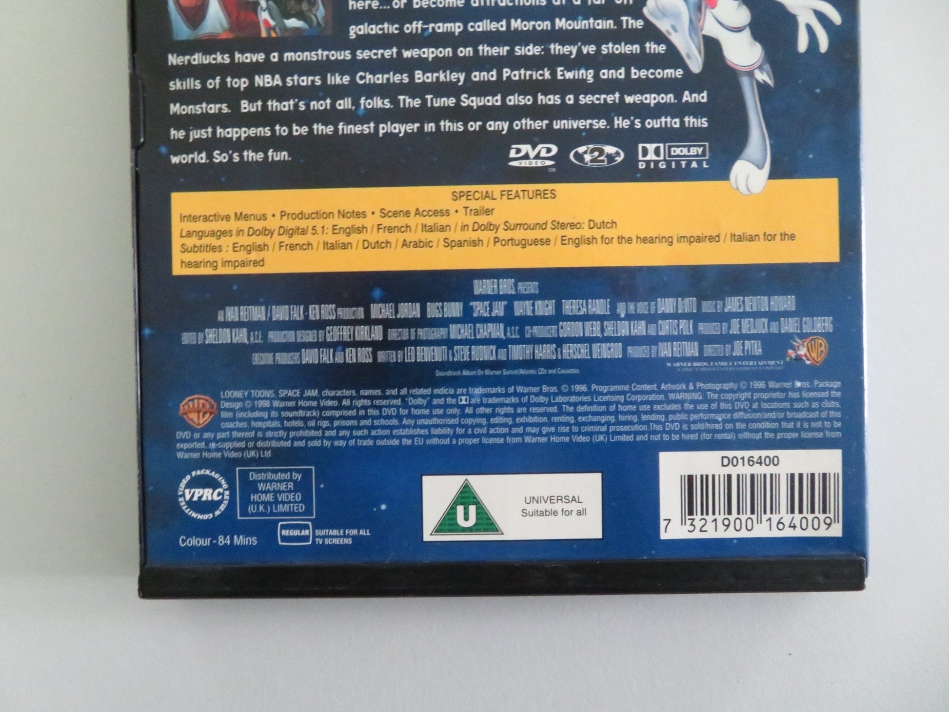 Space Jam (DVD) Michael Jordan Bill Murray 1996 Region 2 Movie posters