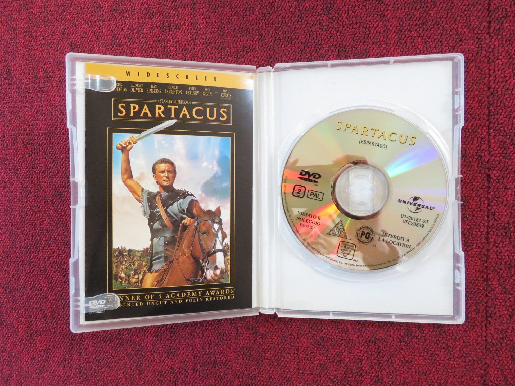 SPARTACUS (DVD) KIRK DOUGLAS LAURENCE OLIVIER 1960 REGION 2 Rendezvous Cinema Movie posters