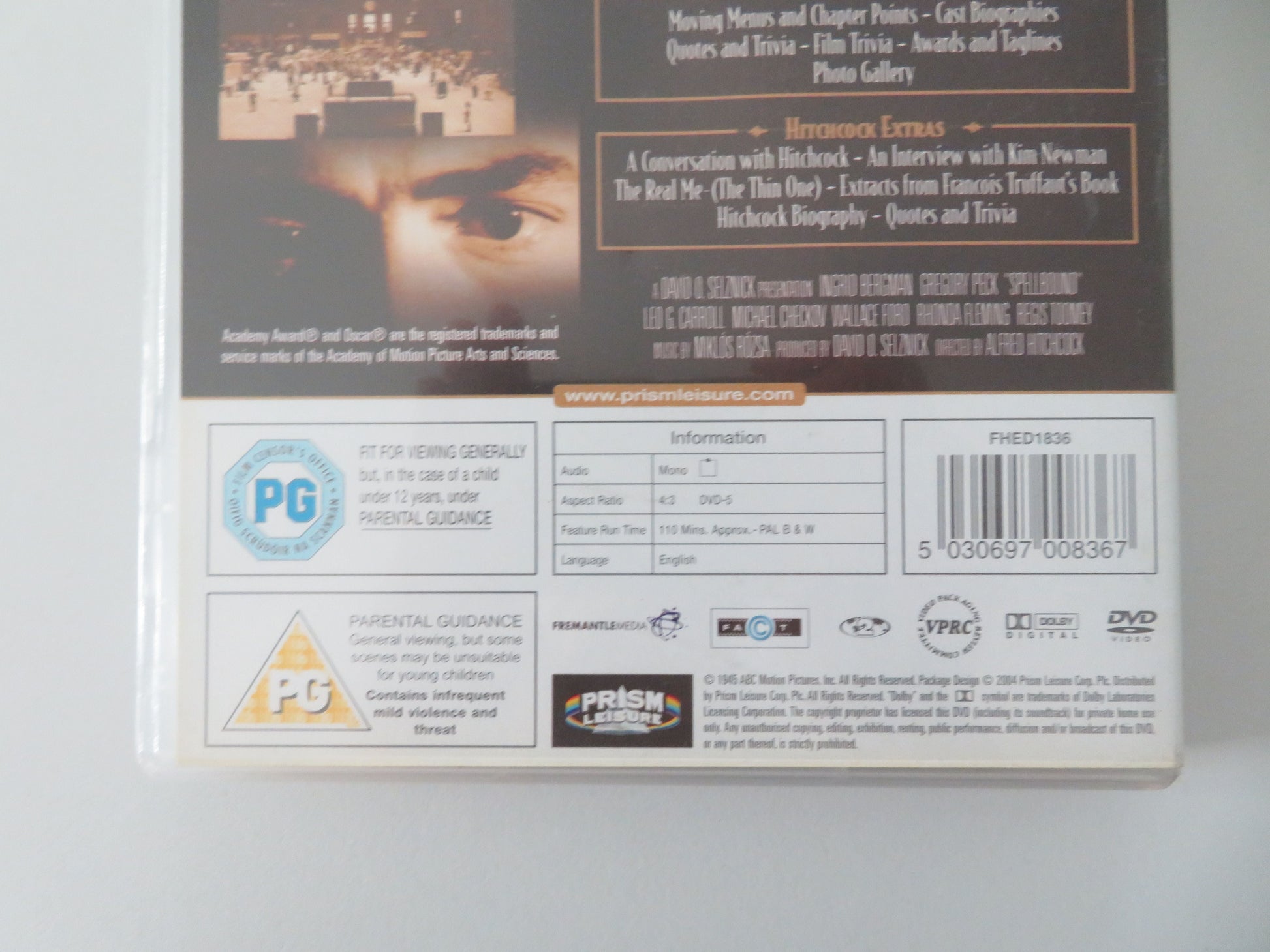 Spellbound (DVD) Ingrid Bergman Gregory Peck Hitchcock 1945 Region 2 Movie posters