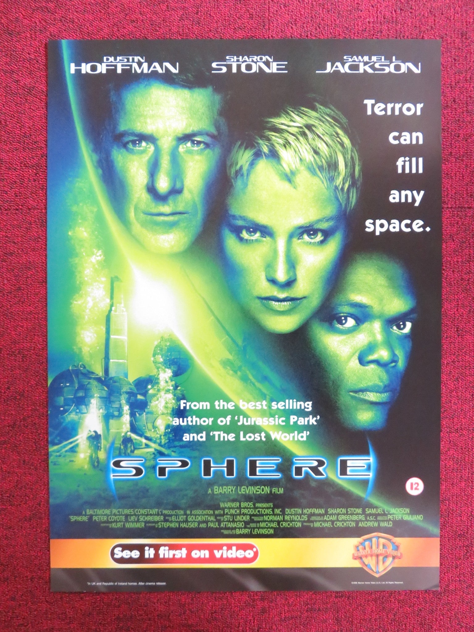 SPHERE VHS VIDEO POSTER DUSTIN HOFFMAN SHARON STONE 1998 Rendezvous Cinema Movie posters