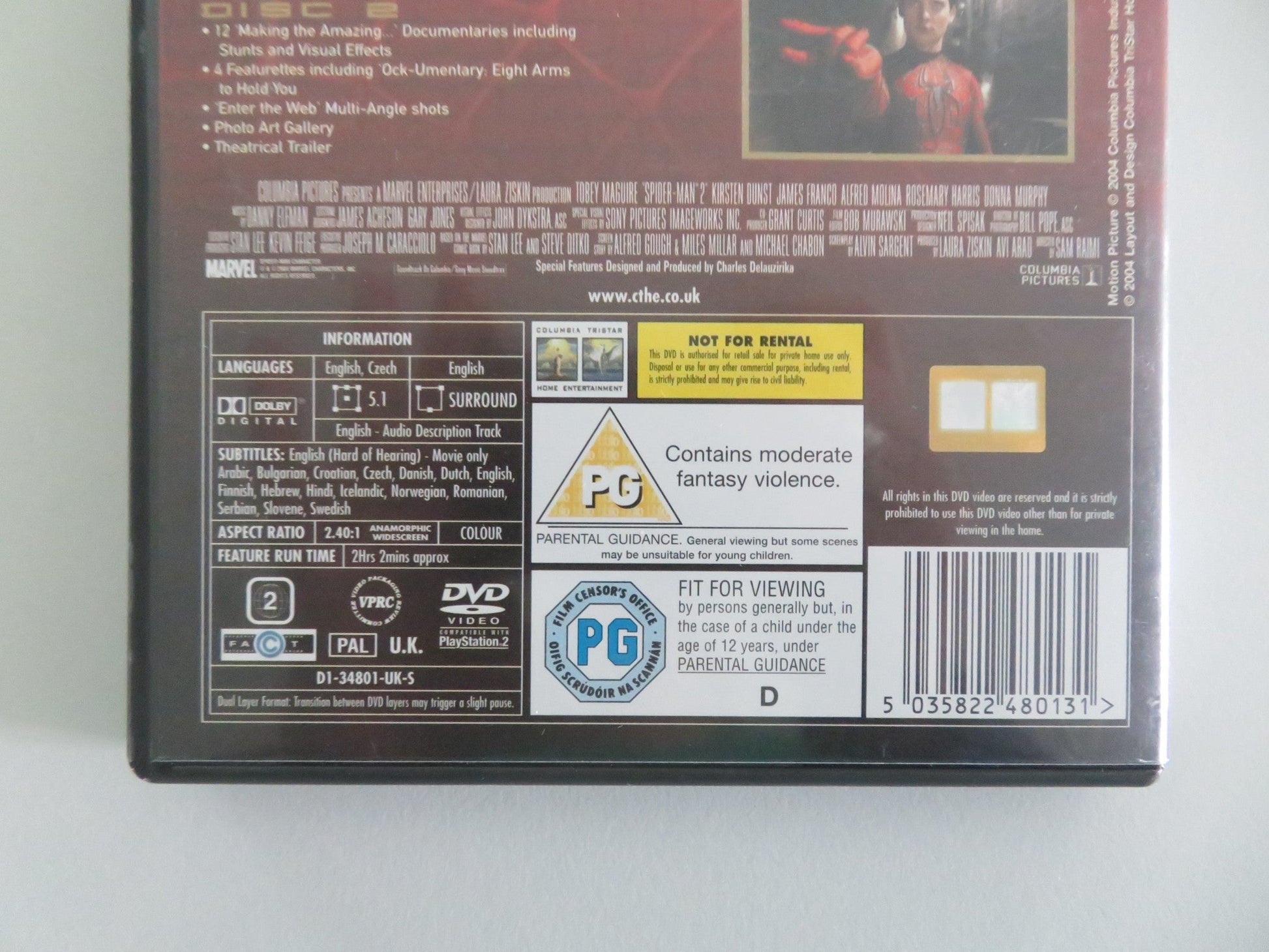 SPIDER - MAN 2 - SPECIAL 2 DISC EDITION (DVD) TOBY MAGUIRE K. DUNST 2004 REGION 2 Movie posters