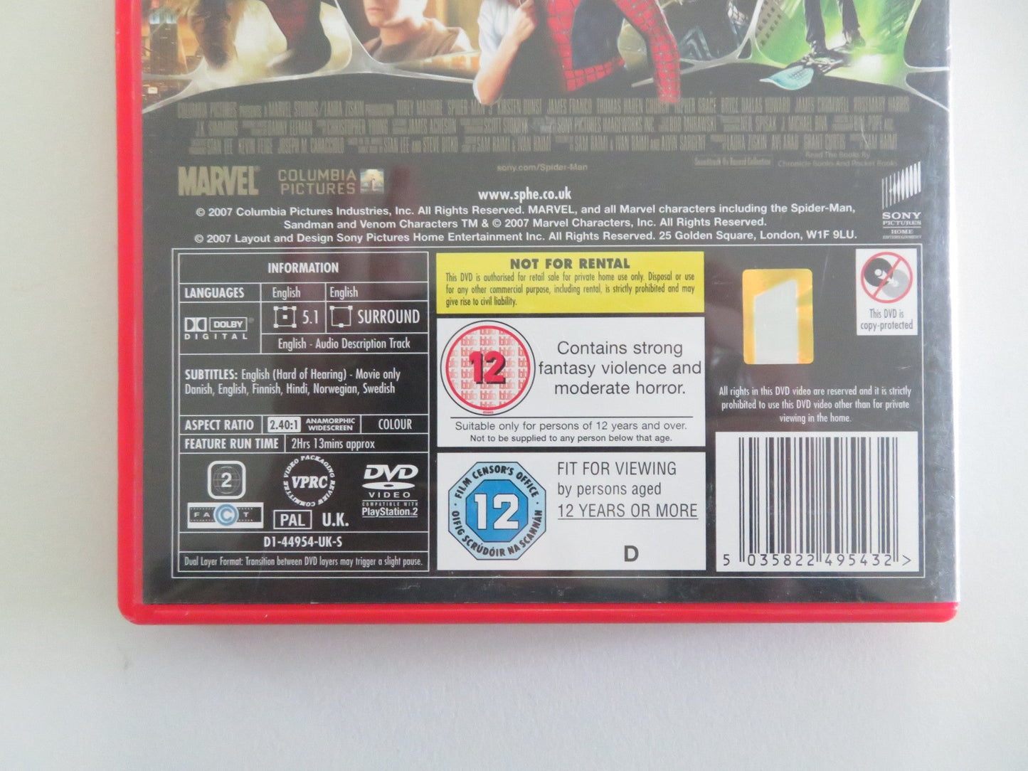 Spider - Man 3 - 2 disc special edition (DVD) Marvel Tobey Maguire 2007 Region 2 Movie posters