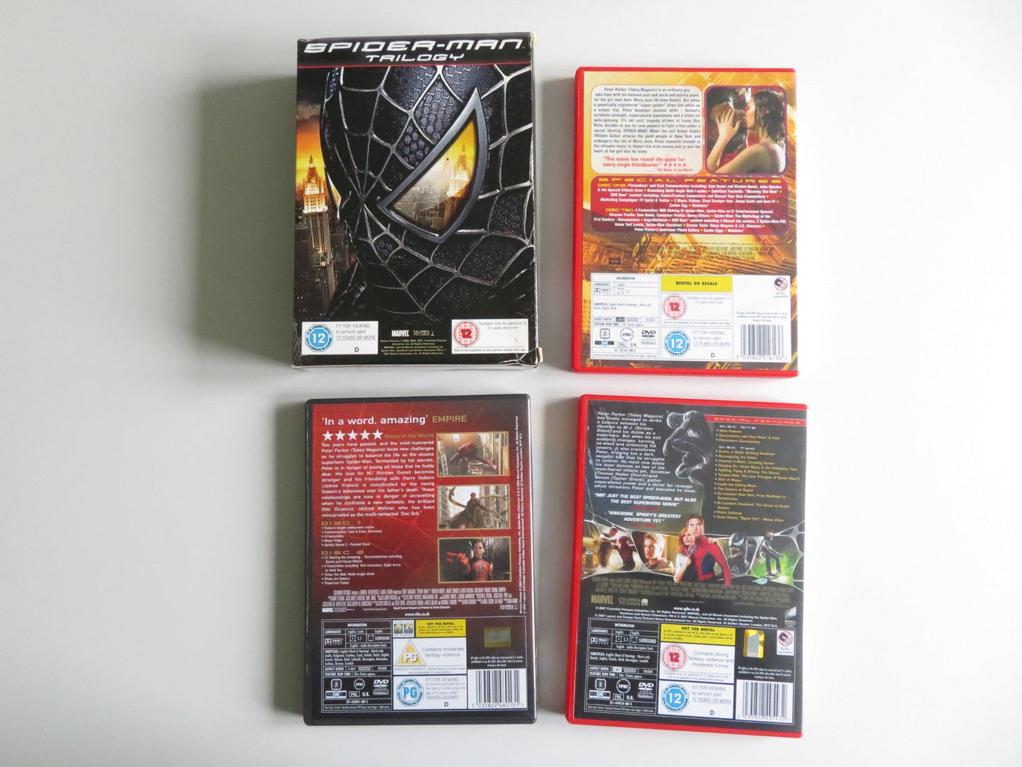 SPIDER - MAN TRILOGY (DVD BOXSET) MARVEL TOBY MAGUIRE KIRSTEN DUNST 2002 REGION 2 Movie posters