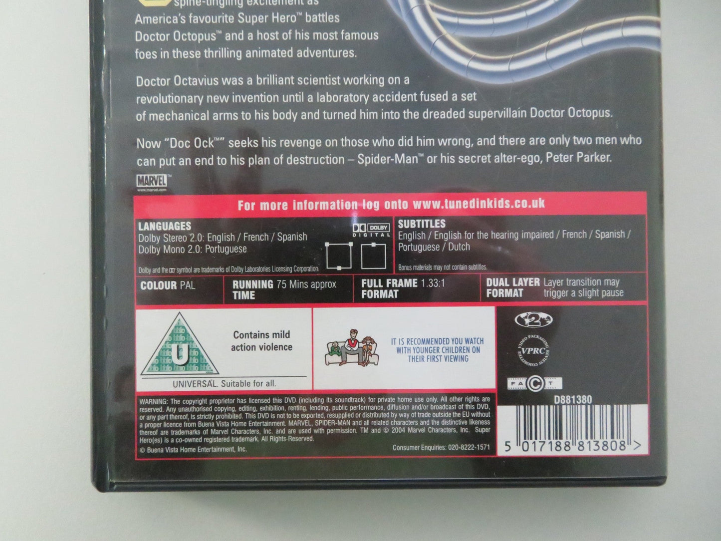 SPIDER - MAN V.S DOC OCK (DVD) MARVEL STAN LEE 2004 REGION 2 Movie posters