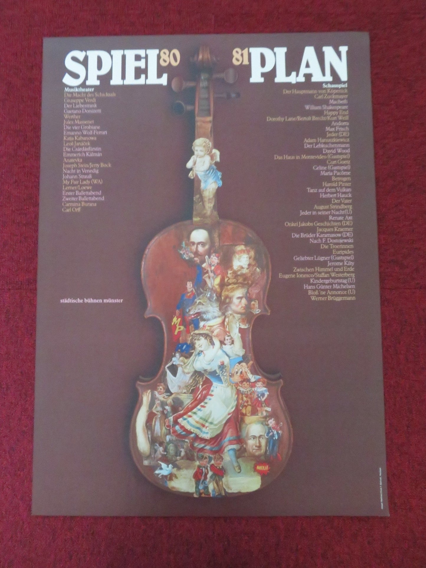 SPIEL PLAN GERMAN STAGE POSTER ROLLED CARL ZUCKMEYER WILLIAM SHAKSPEARE 1980 Movie posters